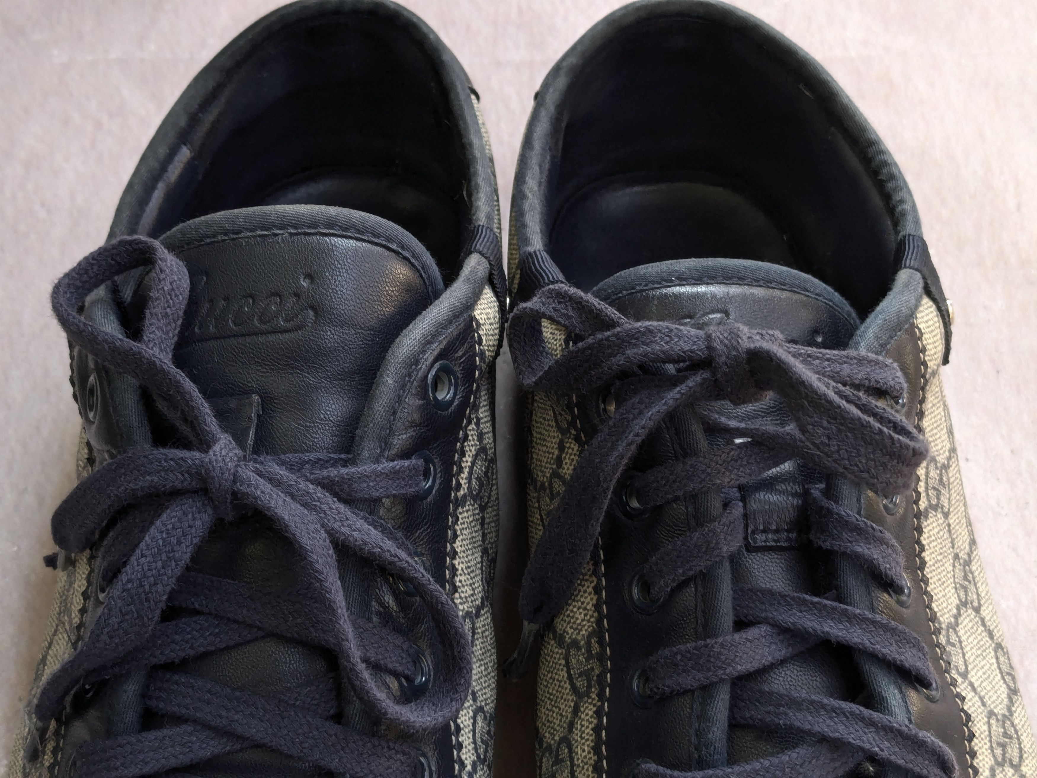 Gucci Gucci Sneakers Navy Blue Low Tops Canvas Suede Monogram Size US 10 / EU 43 - 4 Thumbnail
