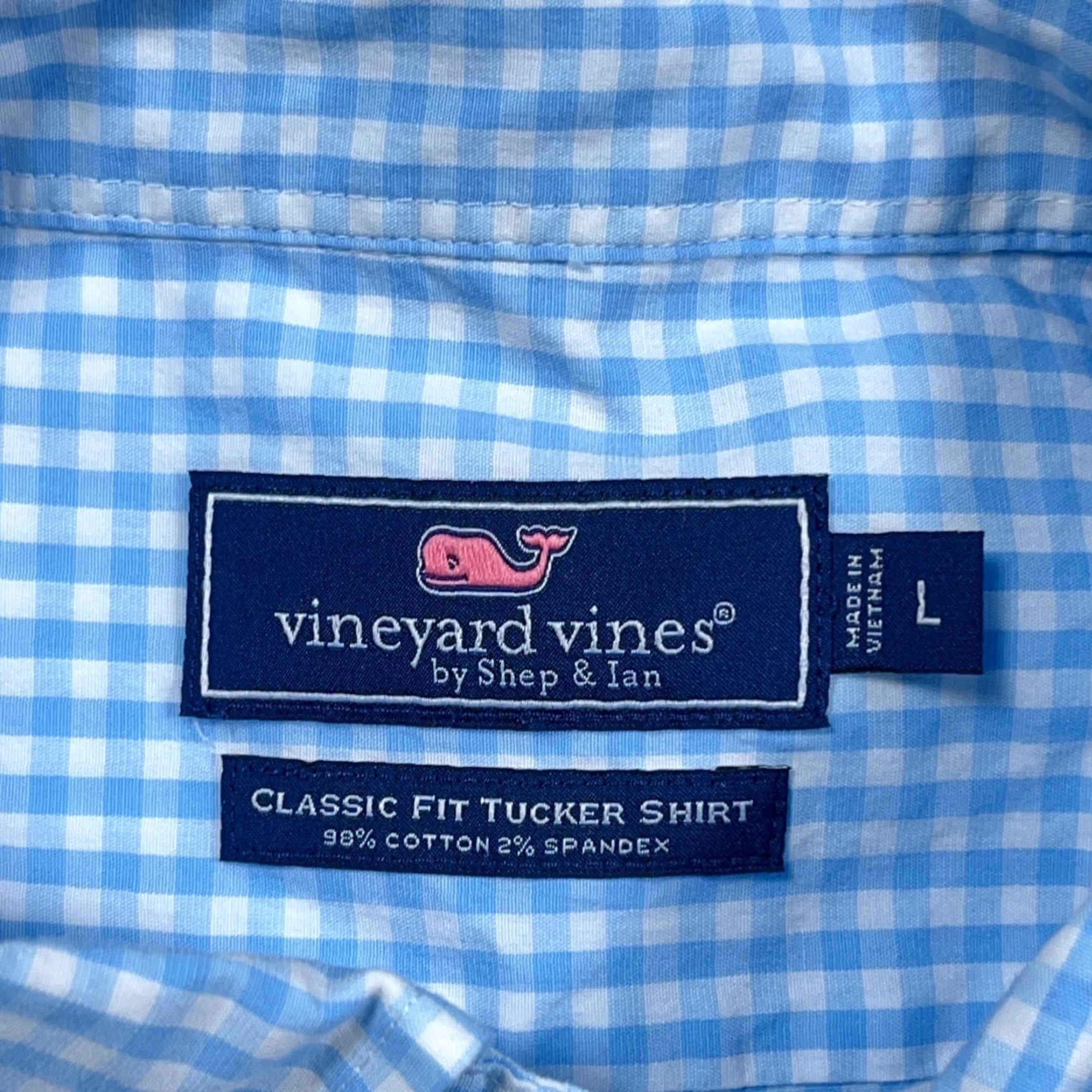 Vineyard Vines Vineyard Vines Shirt Men Large Blue Classic Fit Tucker Button Up Gingham Poplin Size US L / EU 52-54 / 3 - 3 Thumbnail