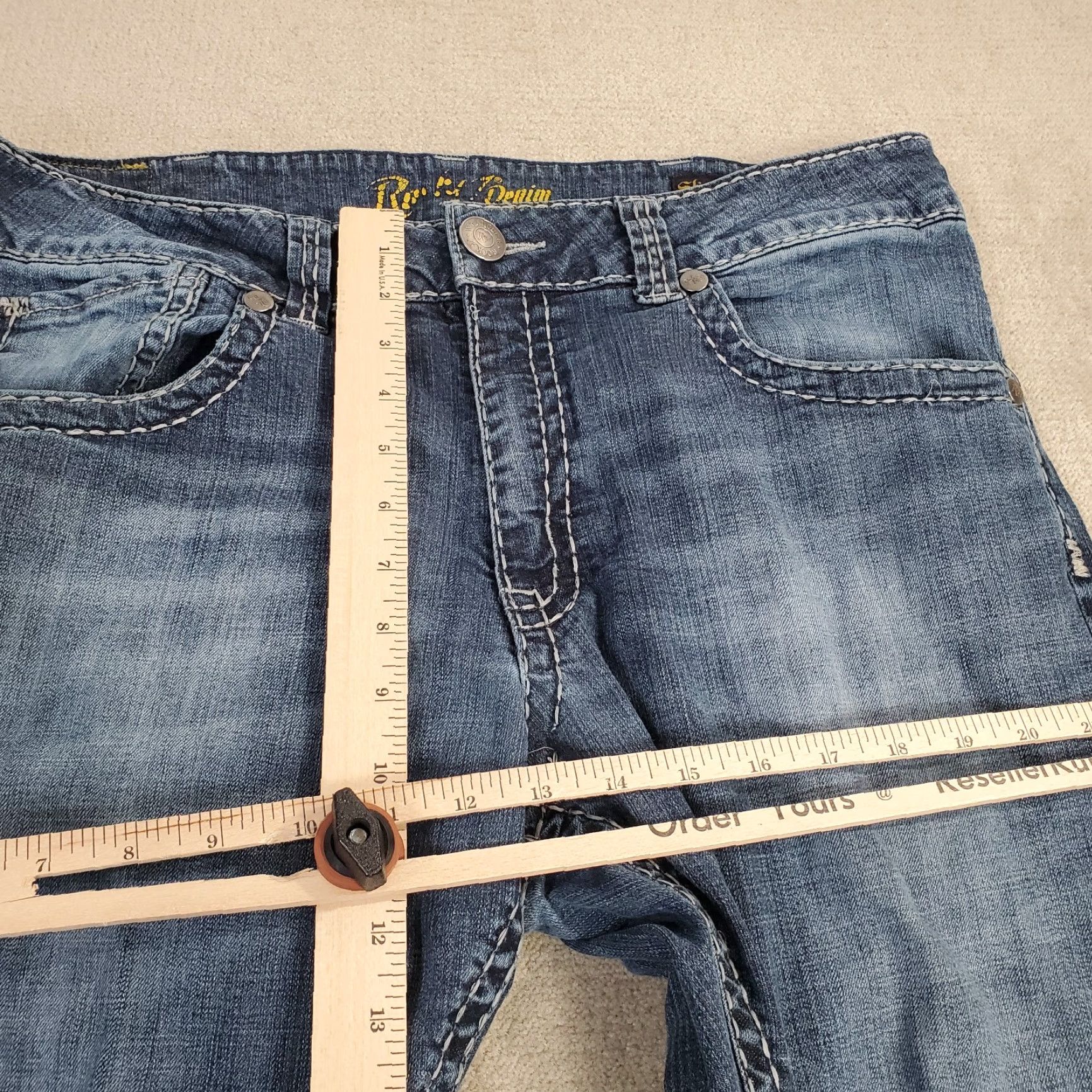 Wrangler Wrangler Jeans Mens 36x30 Blue Slim Straight Leg Medium Wash Rodeo 47 Rock Retro Logo Cowboy Southwest Pockets Mens Size US 36 / EU 52 - 5 Thumbnail