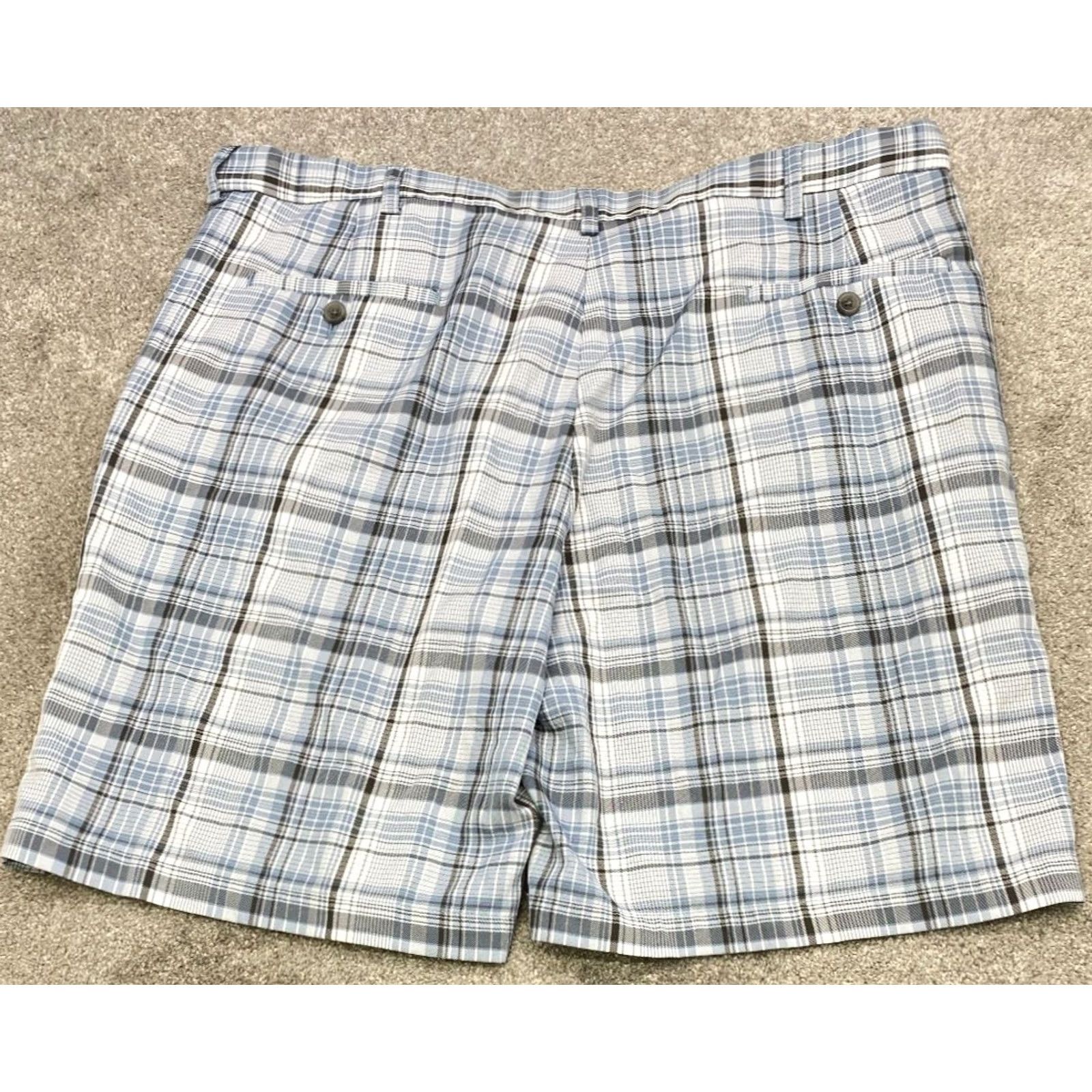 Haggar Haggar Premium Chino Shorts Men 40x9 Blue Gray Plaid Knit Stretch 9 Inseam Big & Tall Slim Classic Button Closure Flat Front Color Multicolor 6608 Size US 40 / EU 56 - 5 Thumbnail
