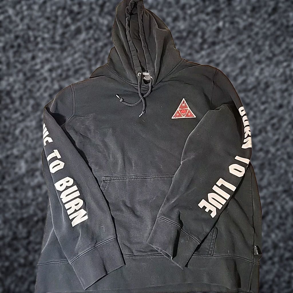 Huf VINTAGE HUF Spitfire Hoodie Mens XL Black Pullover Drawstring Fleece Size US XL / EU 56 / 4 - 1 Thumbnail