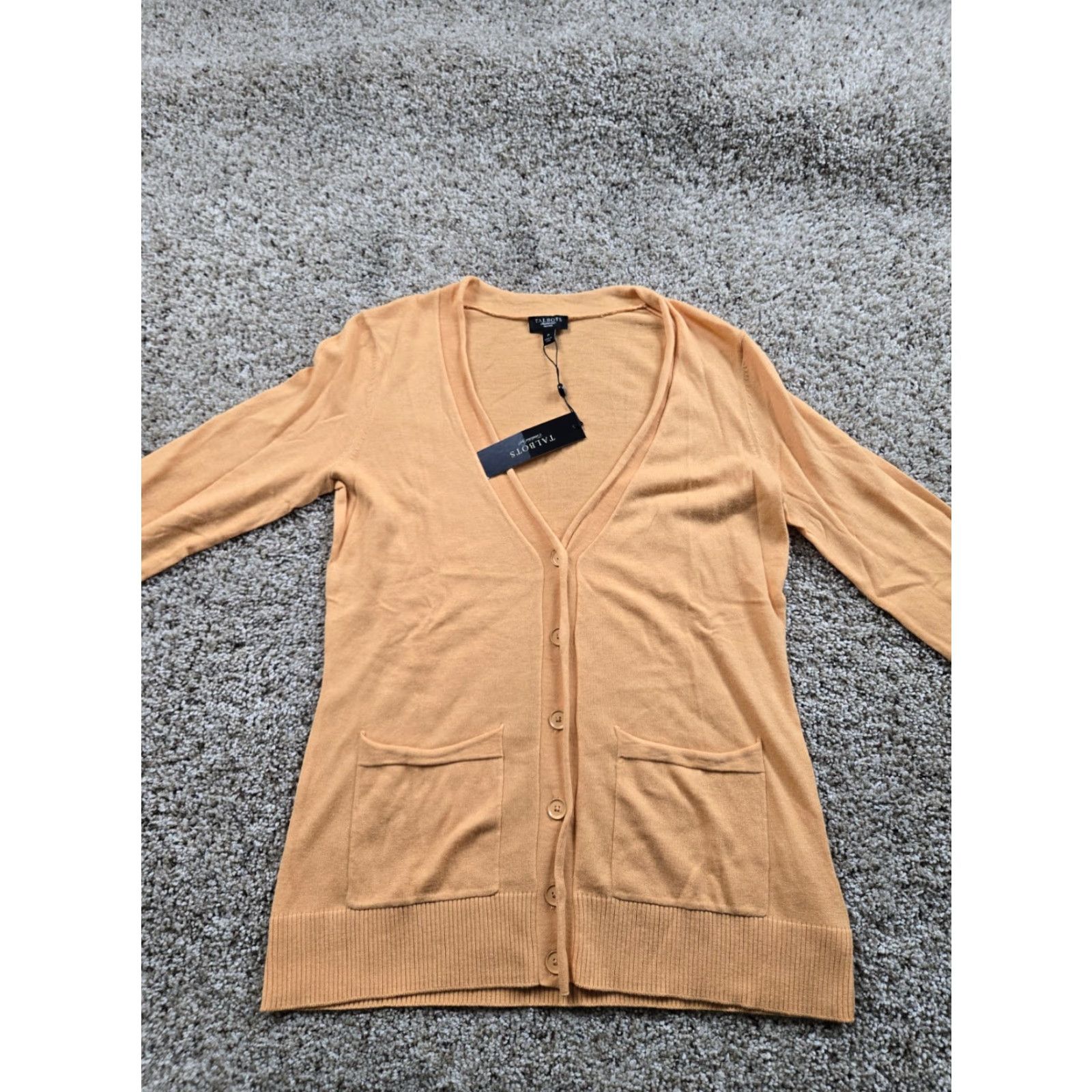 Talbots VINTAGE Talbots Sweater Womens Petite P Orange Cardigan Button Up Pockets NWT Size XXS / US 00 / IT 34 - 3 Thumbnail
