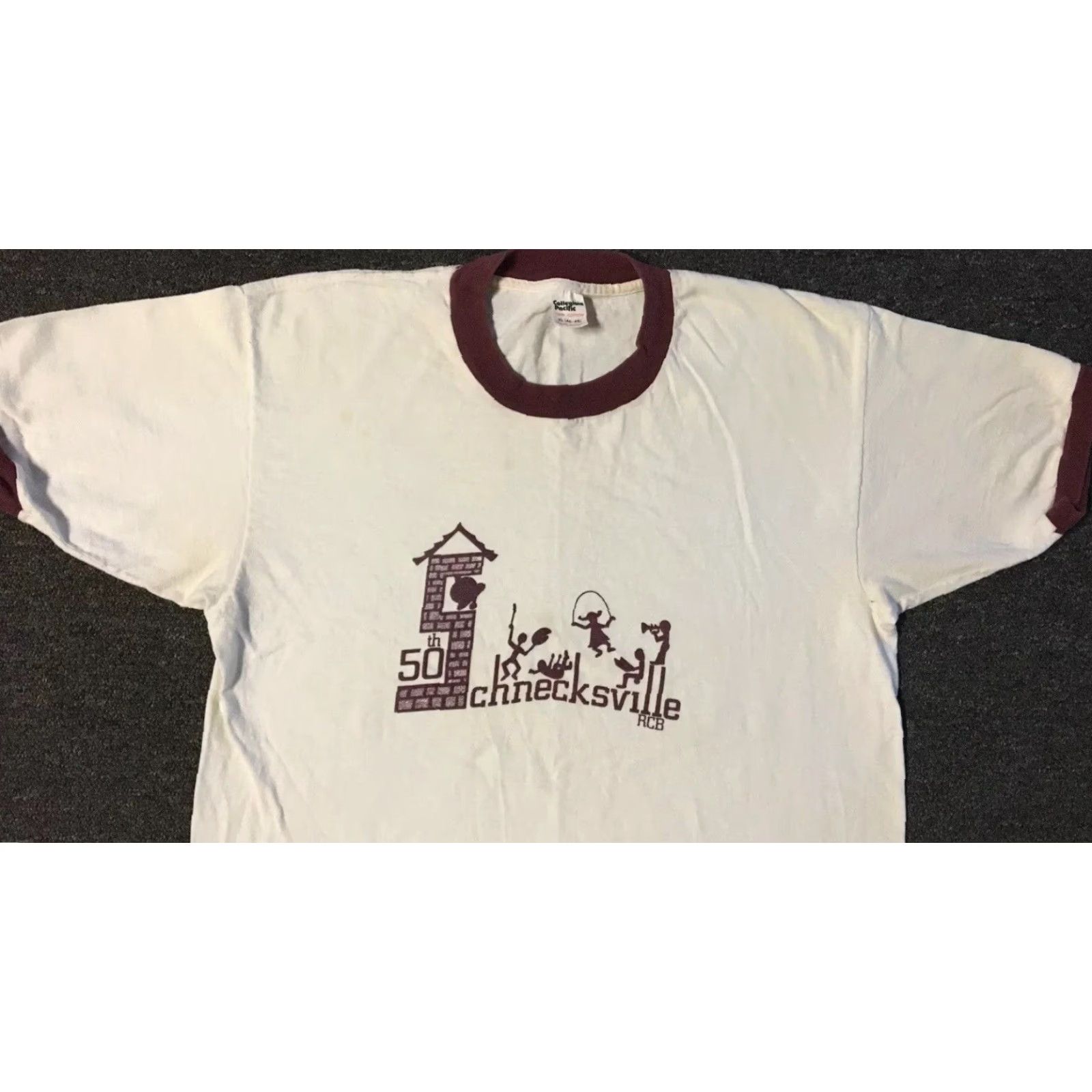 Vintage VINTAGE Single Stitch Shirt L White Sun 80s 90s College Grunge Surf Track Football USA University University Mens T-Shirt Size US L / EU 52-54 / 3 - 7 Thumbnail