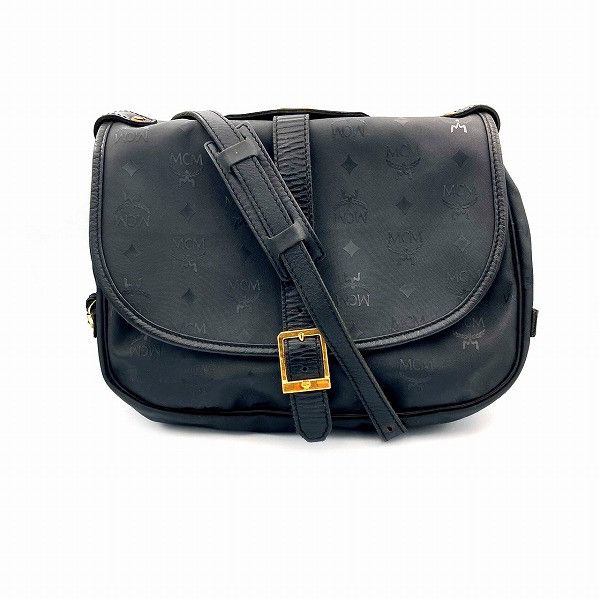 MCM MCM MCM Visetos Black Nylon Leather Shoulder Bag Canvas Crossbody Bag Size ONE SIZE - 1 Thumbnail