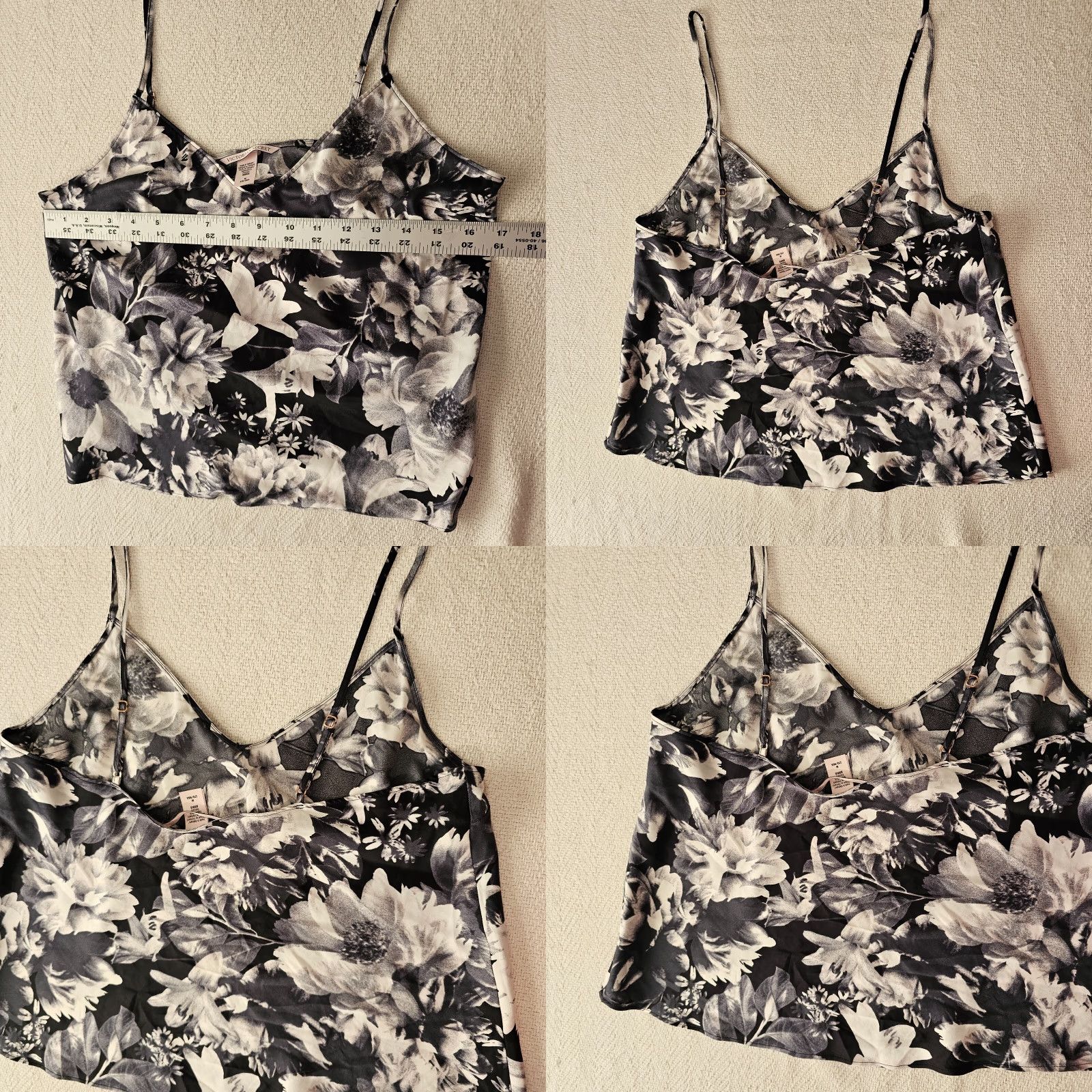 Victoria's Secret Victoria's Secret Top Medium Black Floral Print Lace Cami Lightweight Size M / US 6-8 / IT 42-44 - 8 Thumbnail