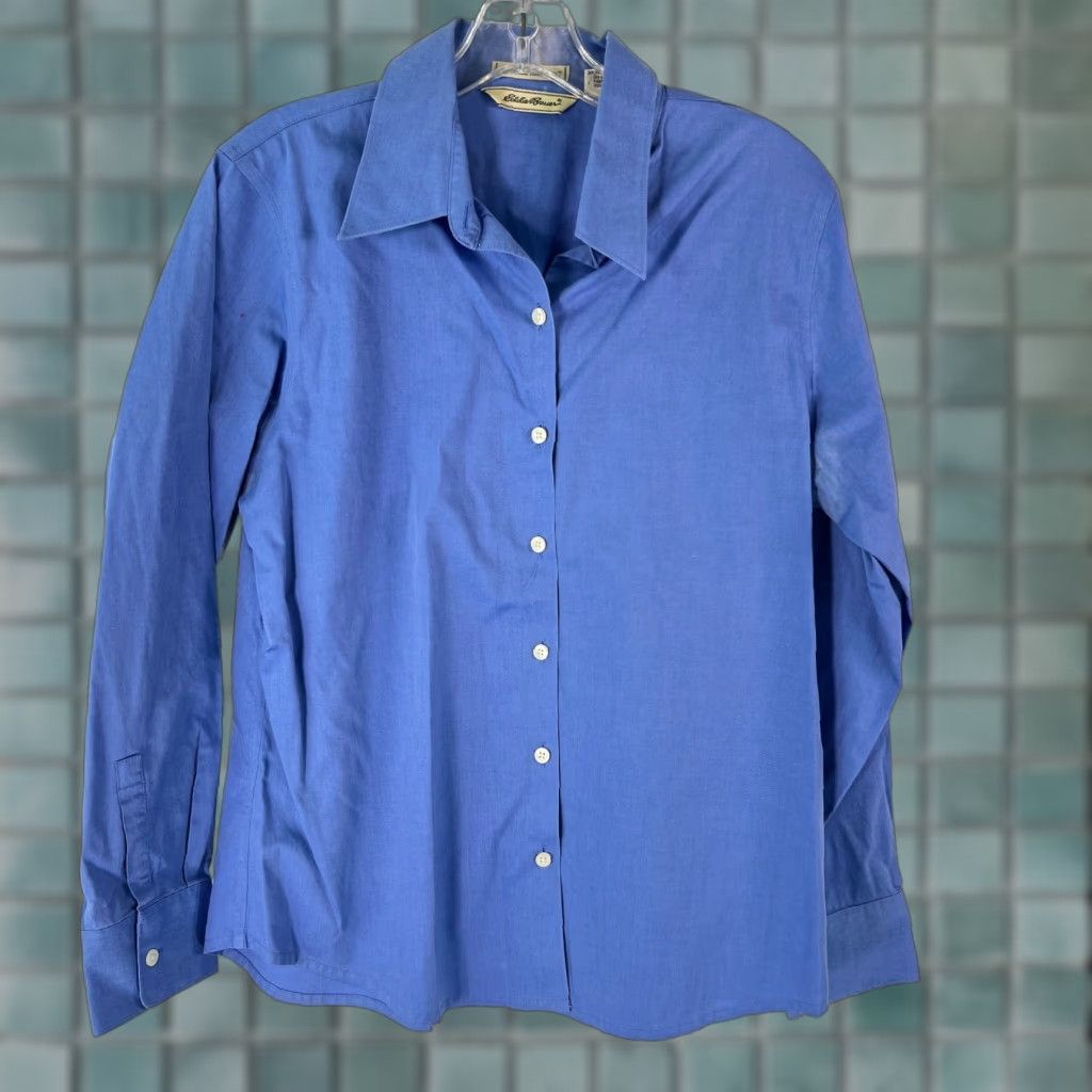 Eddie Bauer Eddie Bauer Mens Long Sleeve Wrinkle Resistant Blue Button Up Dress Shirt S Size 36R - 1 Thumbnail