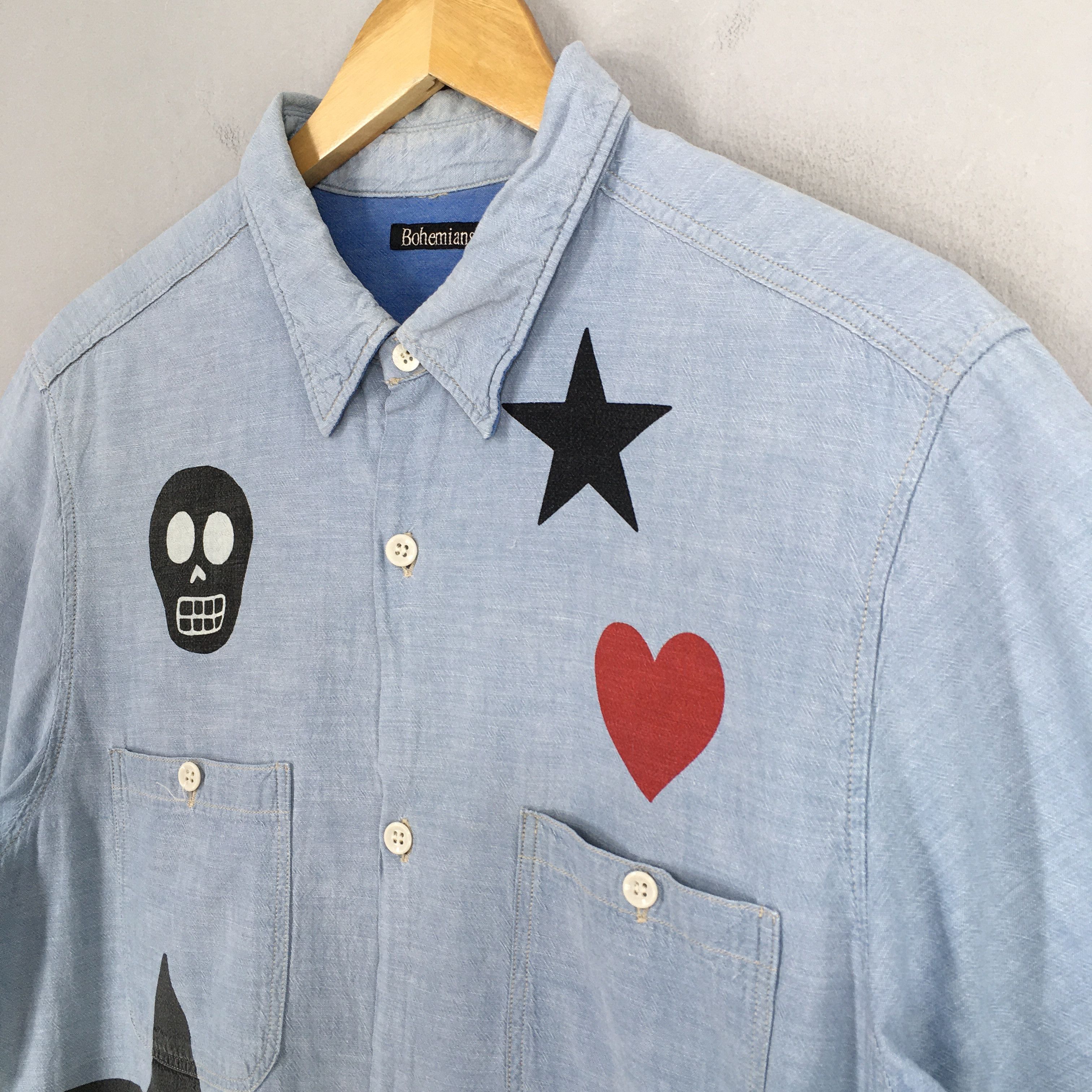 Japanese Brand Vintage 90's Bohemians Japan Blue Chambray Shirt M Size US M / EU 48-50 / 2 - 3 Thumbnail