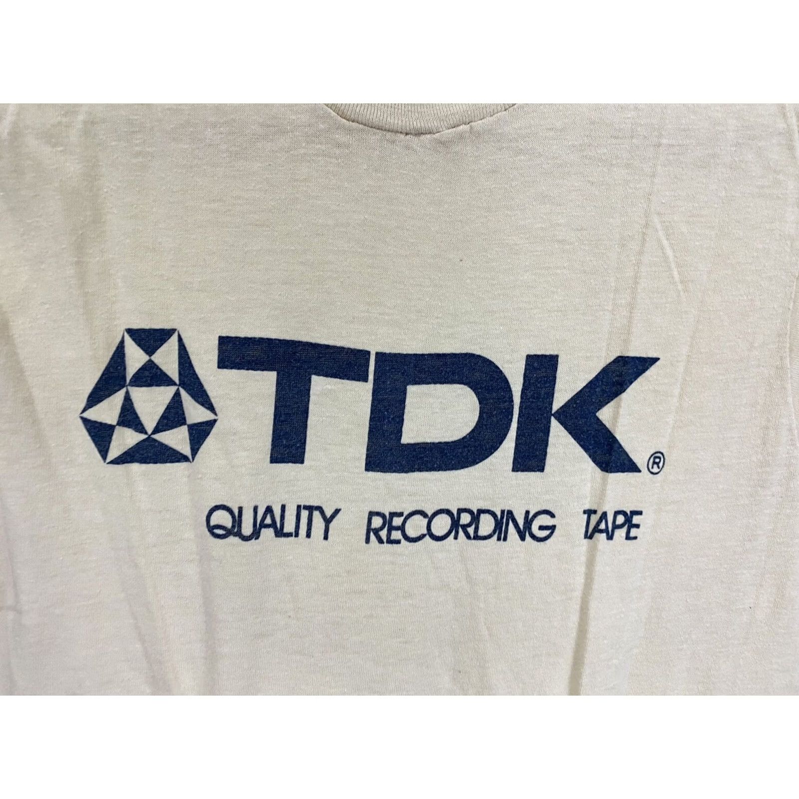 Vintage VTG 80s TDK Quality Recording Tape Cassette Promo Ched Super Thin T-Shirt M Shirt Mens Beige 80s Theme Shirt Mens Size US M / EU 48-50 / 2 - 2 Thumbnail