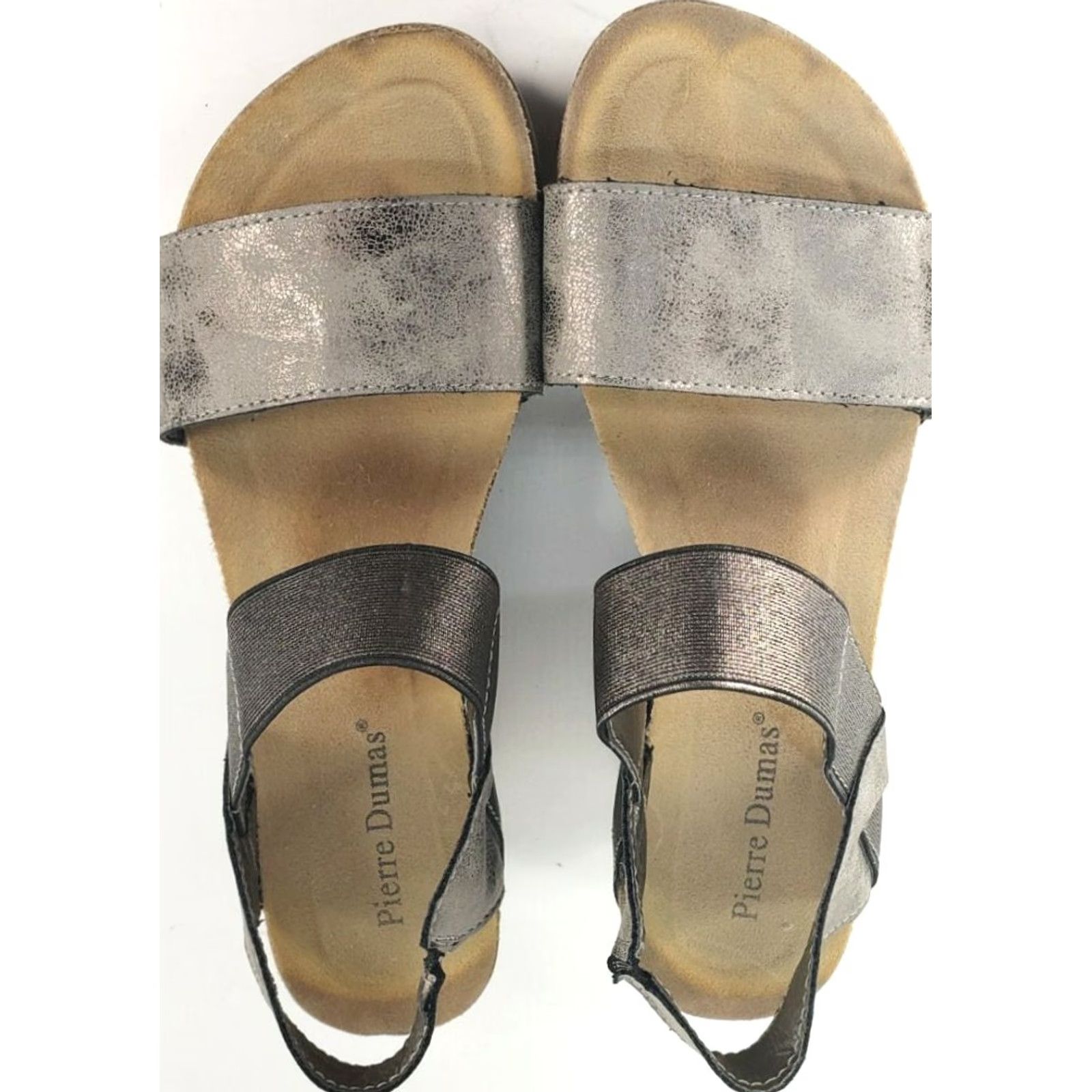 Vintage Pierre Dumas CHANTAL-2 Platform Wedge Sandals Women's Size 8 Pewter 22270 Size US 8 / IT 38 - 7 Thumbnail