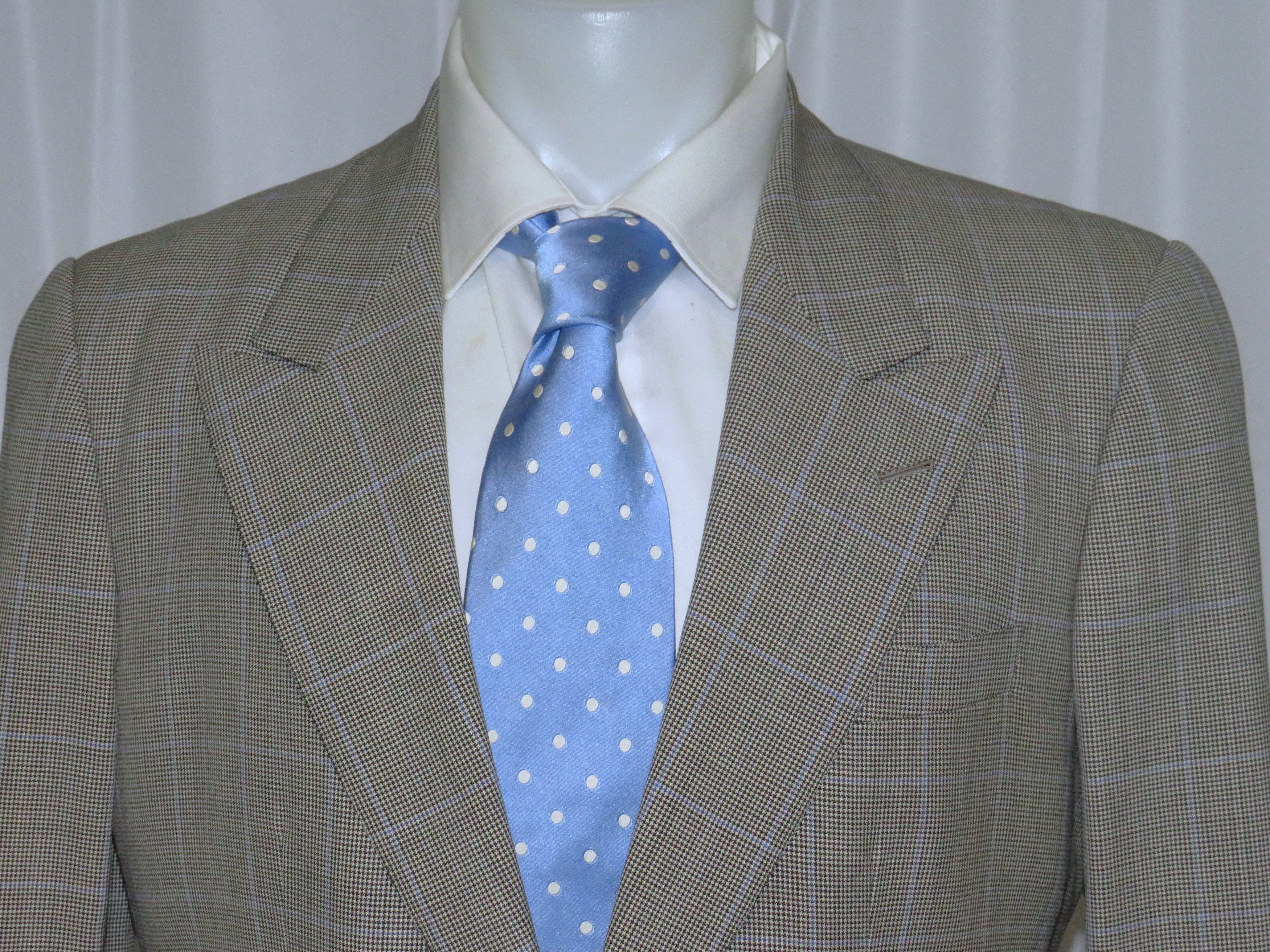 Alan Flusser Gray Houndstooth Overplaid Two Button Suit 40R Size 40L - 4 Thumbnail