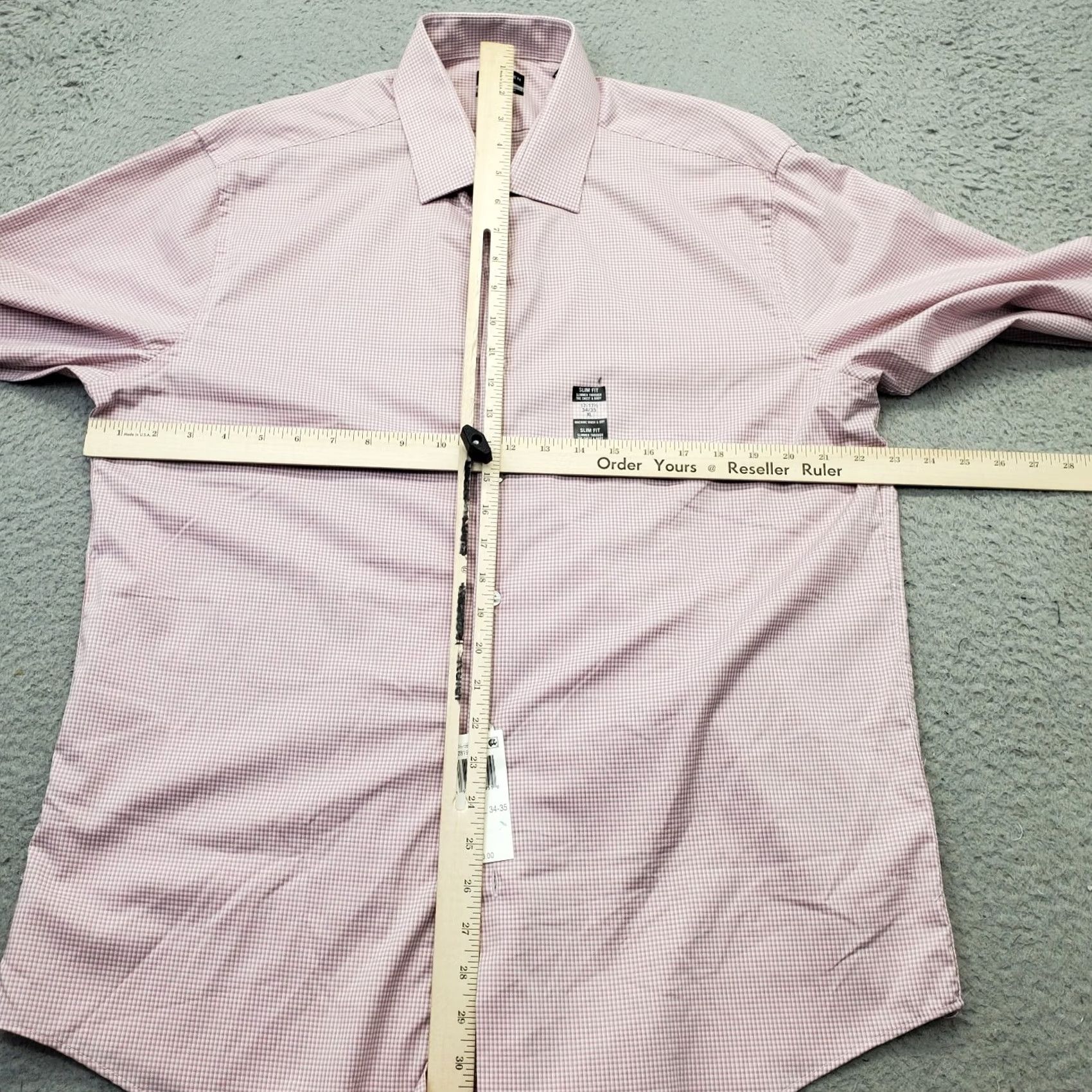 Van Heusen Van Heusen Dress Shirt Mens XL Pink Gingham Comfort Slim Button-Up Size 46R - 3 Thumbnail