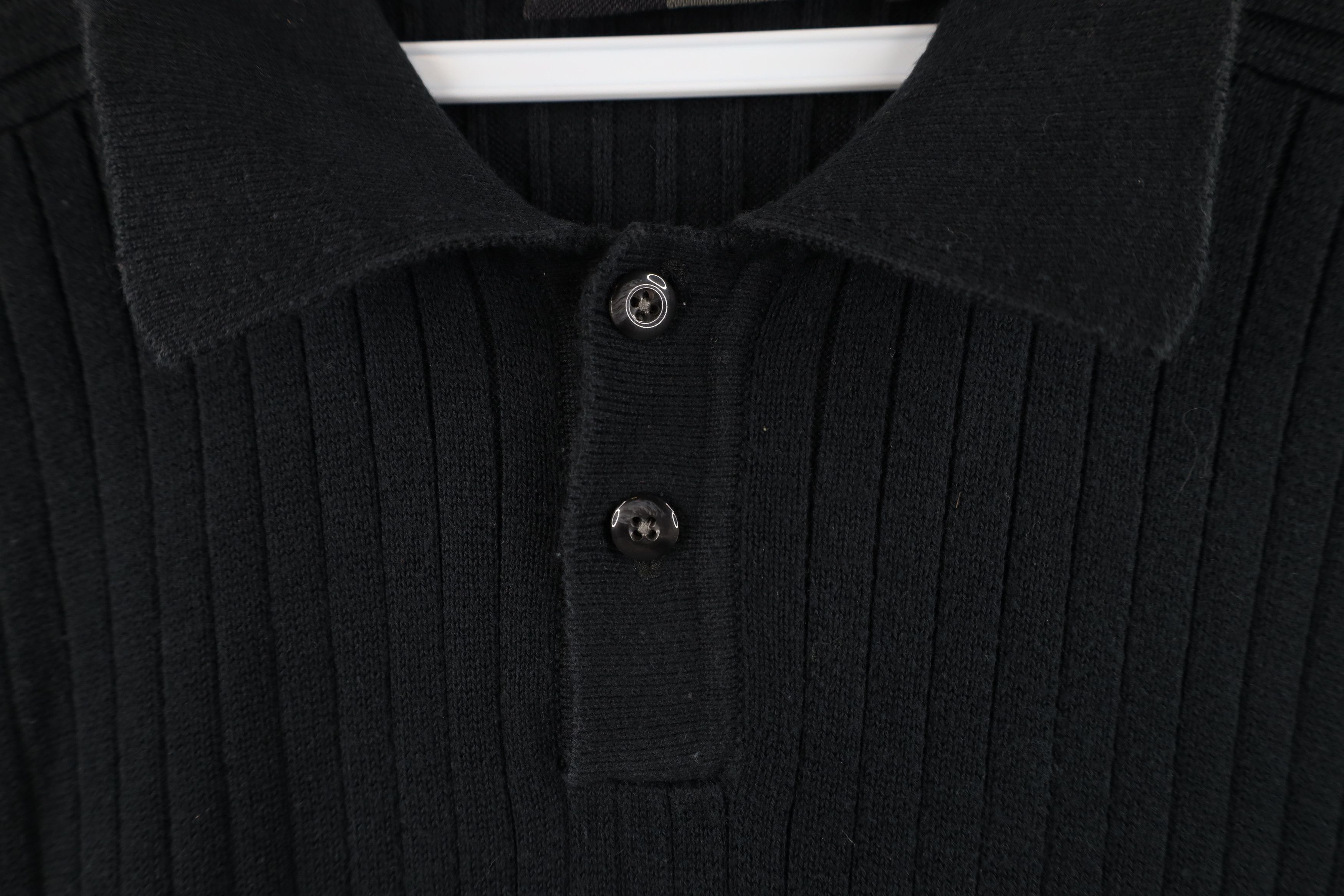 Vintage Vintage 90s Y2K Streetwear Ribbed Knit Collared Polo Black Size US M / EU 48-50 / 2 - 4 Thumbnail