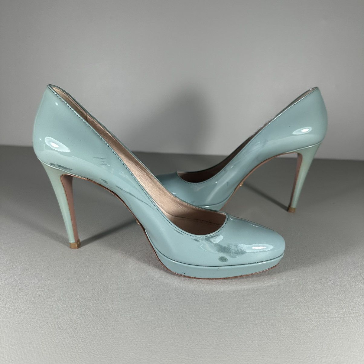 Prada PRADA Milano Pastel Blue Patent Leather Pointed Toe Pumps Size US 6 / IT 36 - 6 Thumbnail