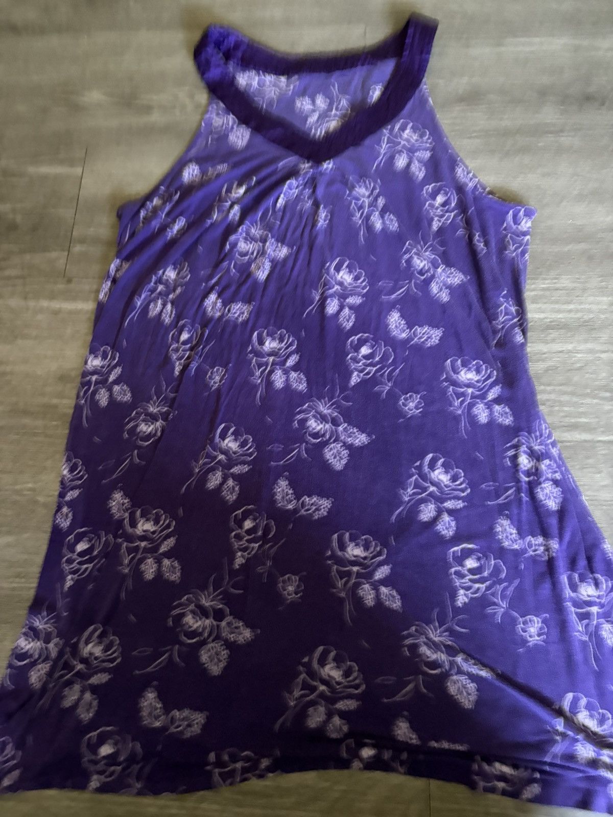 Other Beautiful Women's Purple White Floral V Neck Tankdress Size L / US 10 / IT 46 - 7 Thumbnail