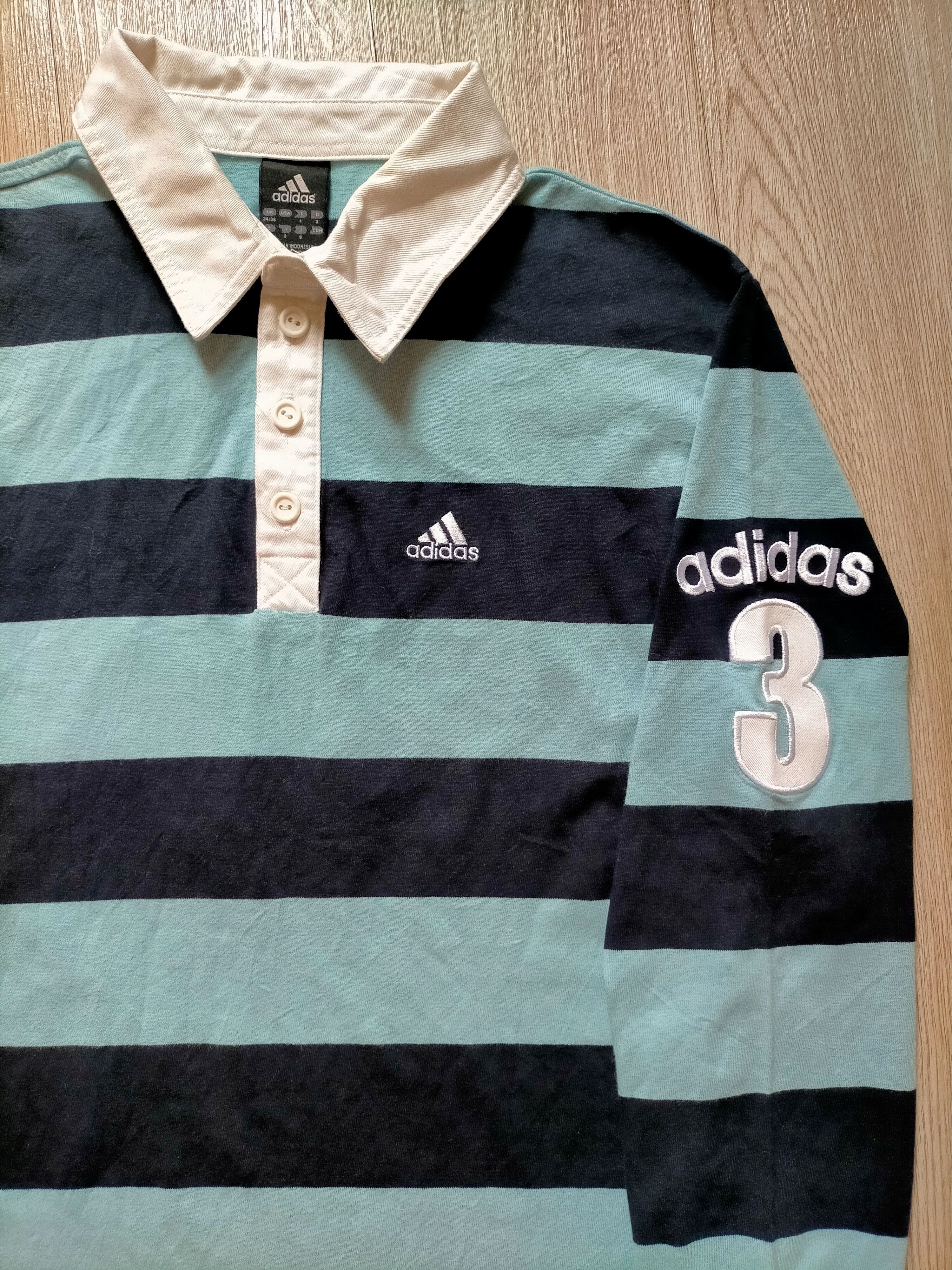 Adidas Vintage Adidas Polo Rugby Stripe Shirt Size US S / EU 44-46 / 1 - 3 Thumbnail
