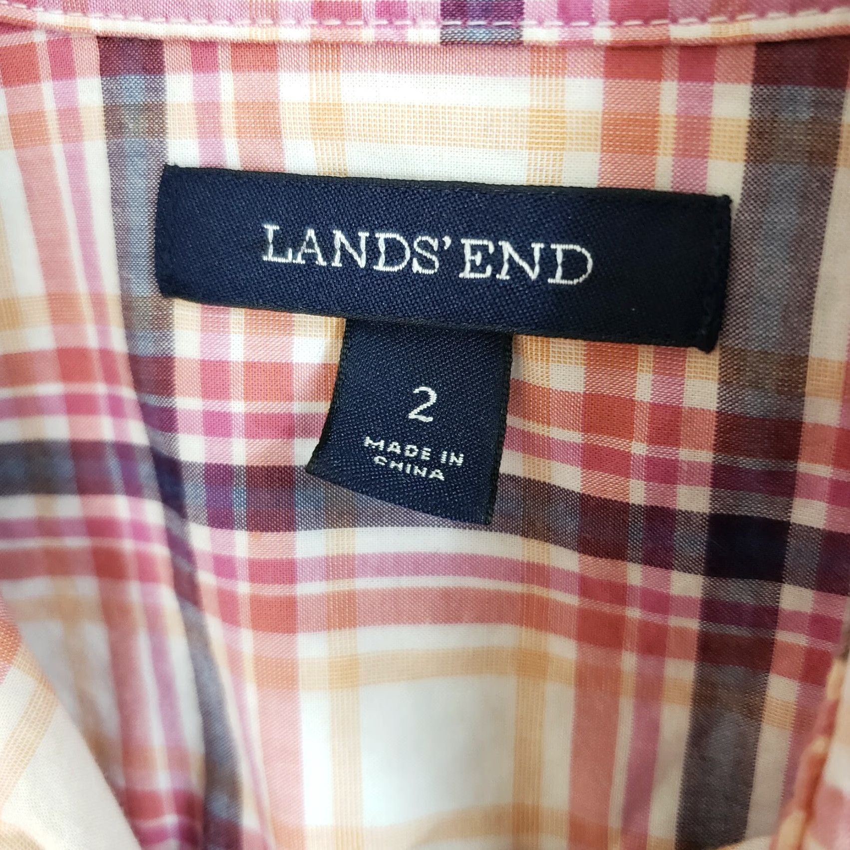 Lands' End Lands End Womens Button Front Shirt Sz 2 Pink Plaid Long Sleeve 100% Cotton Casual Shirt Womens Size XS / US 0-2 / IT 36-38 - 6 Thumbnail