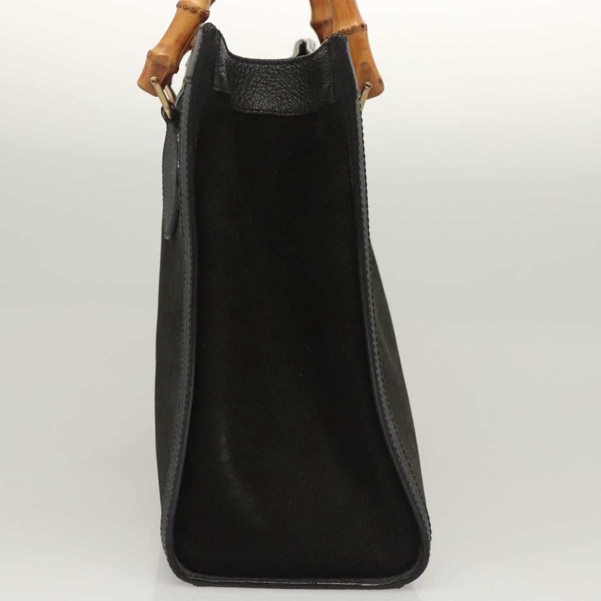 Gucci GUCCI Bamboo Hand Bag Suede Black Gold Size ONE SIZE - 5 Thumbnail