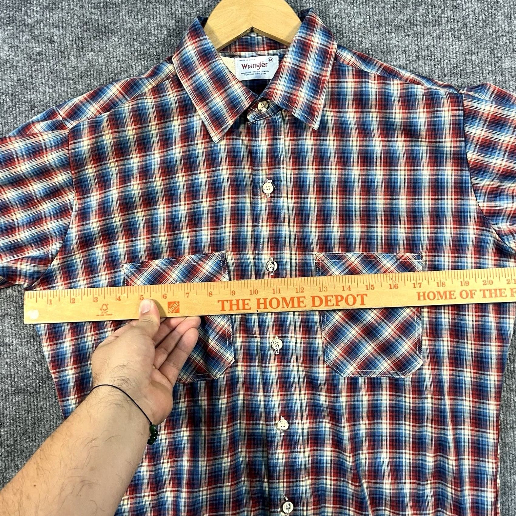 Wrangler VINTAGE Wrangler Button-Up Shirt Plaid Long Sleeve USA Brushpopper M Blue Women? No, Men Size US M / EU 48-50 / 2 - 4 Thumbnail