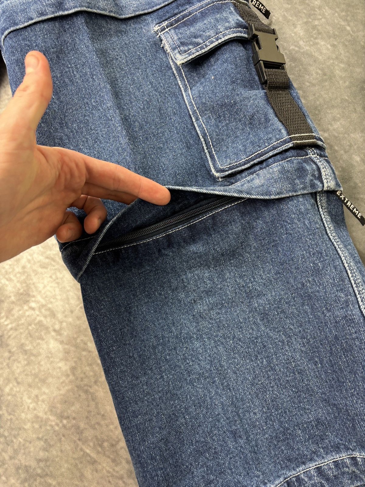 JNCO × Southpole × Vintage 1990s Extreme Zone Denim Cargo Pants Vintage Rave Jorts Zip Size 26" / US 2 / IT 38 - 16 Thumbnail