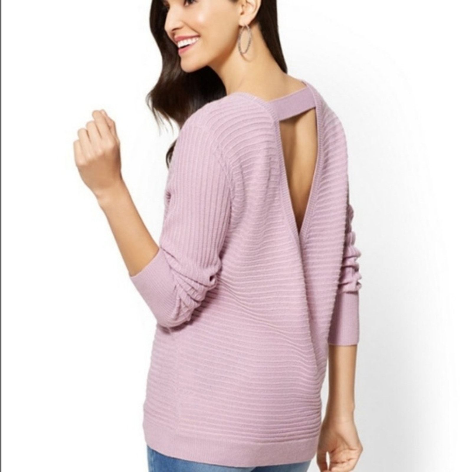 Other New York & Company Violet Semi Open Back Sweater Size S / US 4 / IT 40 - 2 Thumbnail