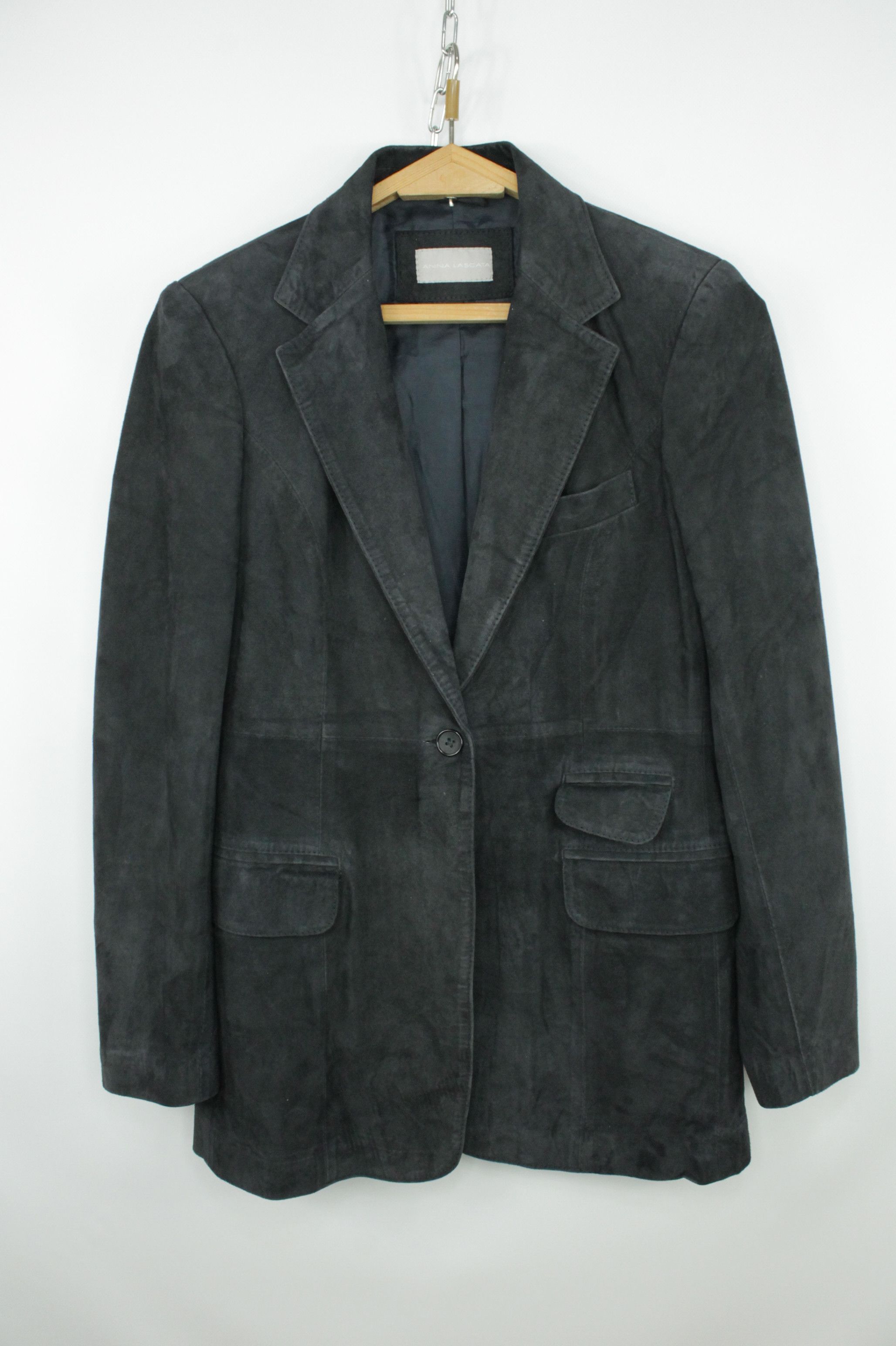 Genuine Leather Anna Lascata Gray Suede Leather Michelle Blazer Jacket Size M / US 6-8 / IT 42-44 - 1 Thumbnail
