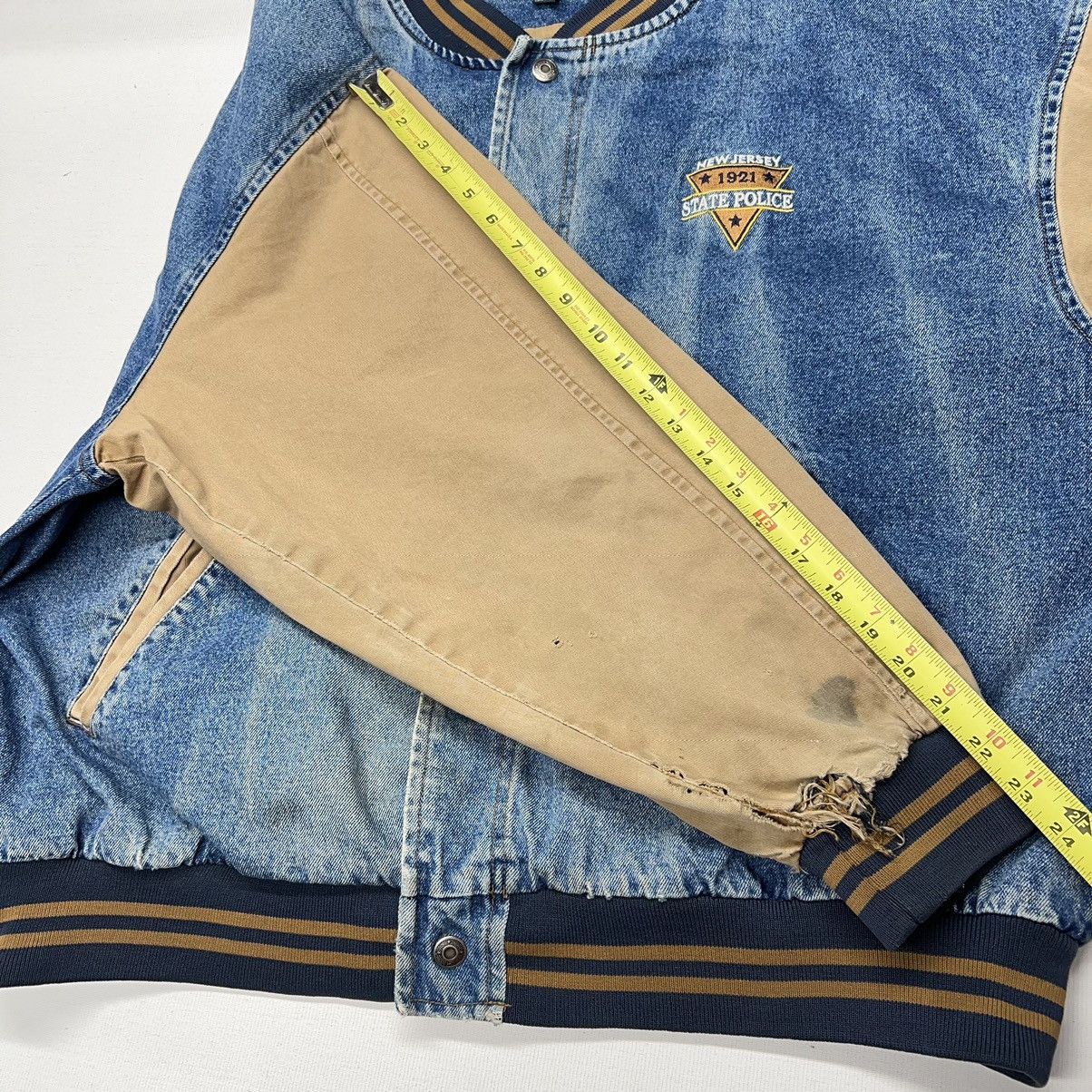 Dunbrooke × Vintage VTG Dunbrooke Denim Jacket Jersey State Police Jean Varsity Size US XXL / EU 58 / 5 - 25 Thumbnail