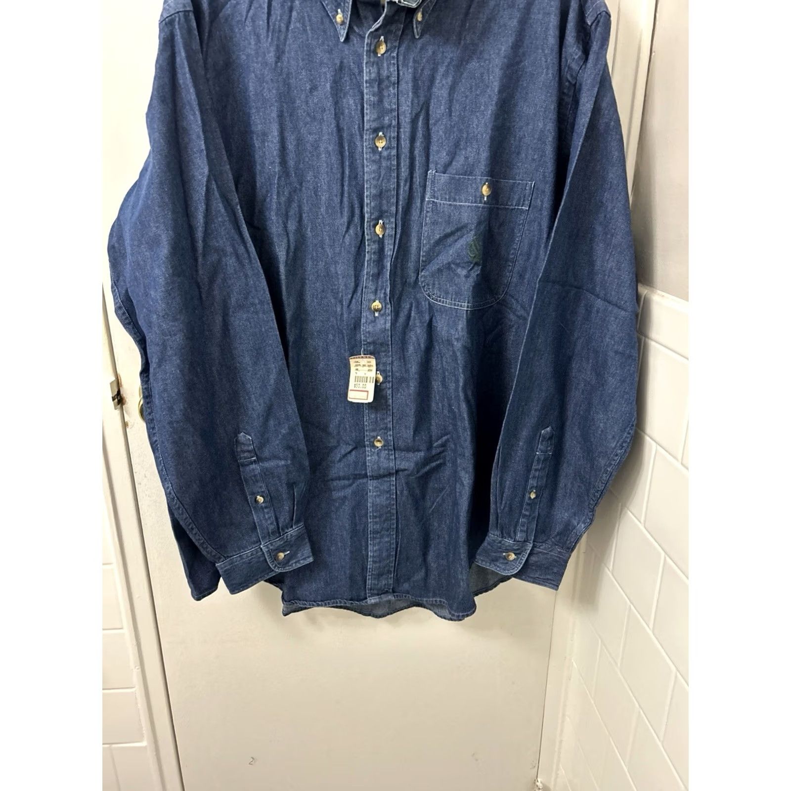 Nautica VINTAGE Nautica Denim Shirt Mens XL Blue Button-Down Cotton Long Sleeve Plaid NWT Size US XL / EU 56 / 4 - 3 Thumbnail