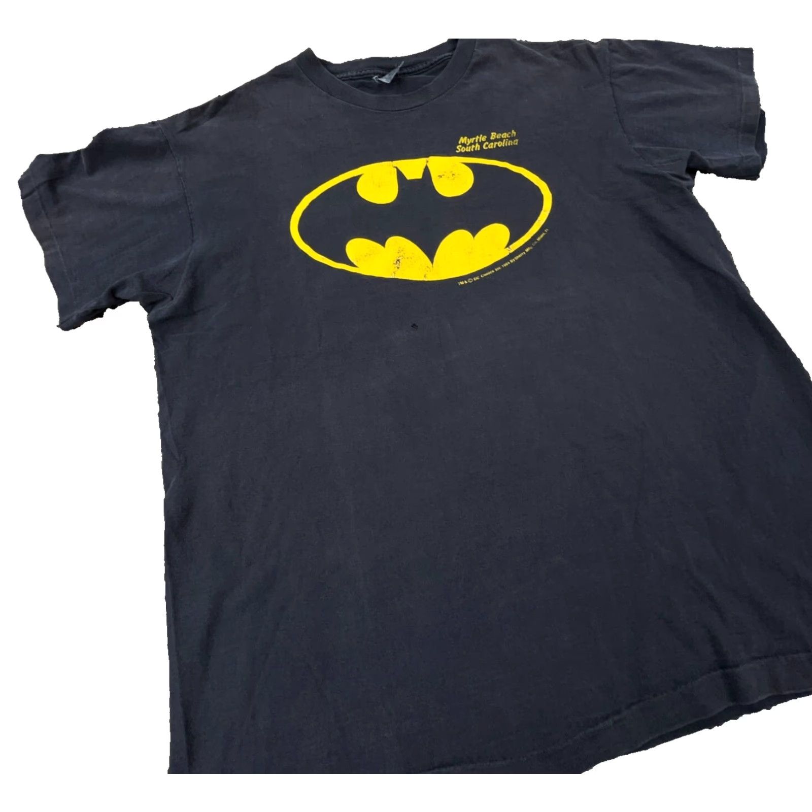 Vintage VINTAGE Batman Shirt Men L Black 80s 90s Tee Single Stitch Faded Bat Signal Size US L / EU 52-54 / 3 - 2 Thumbnail