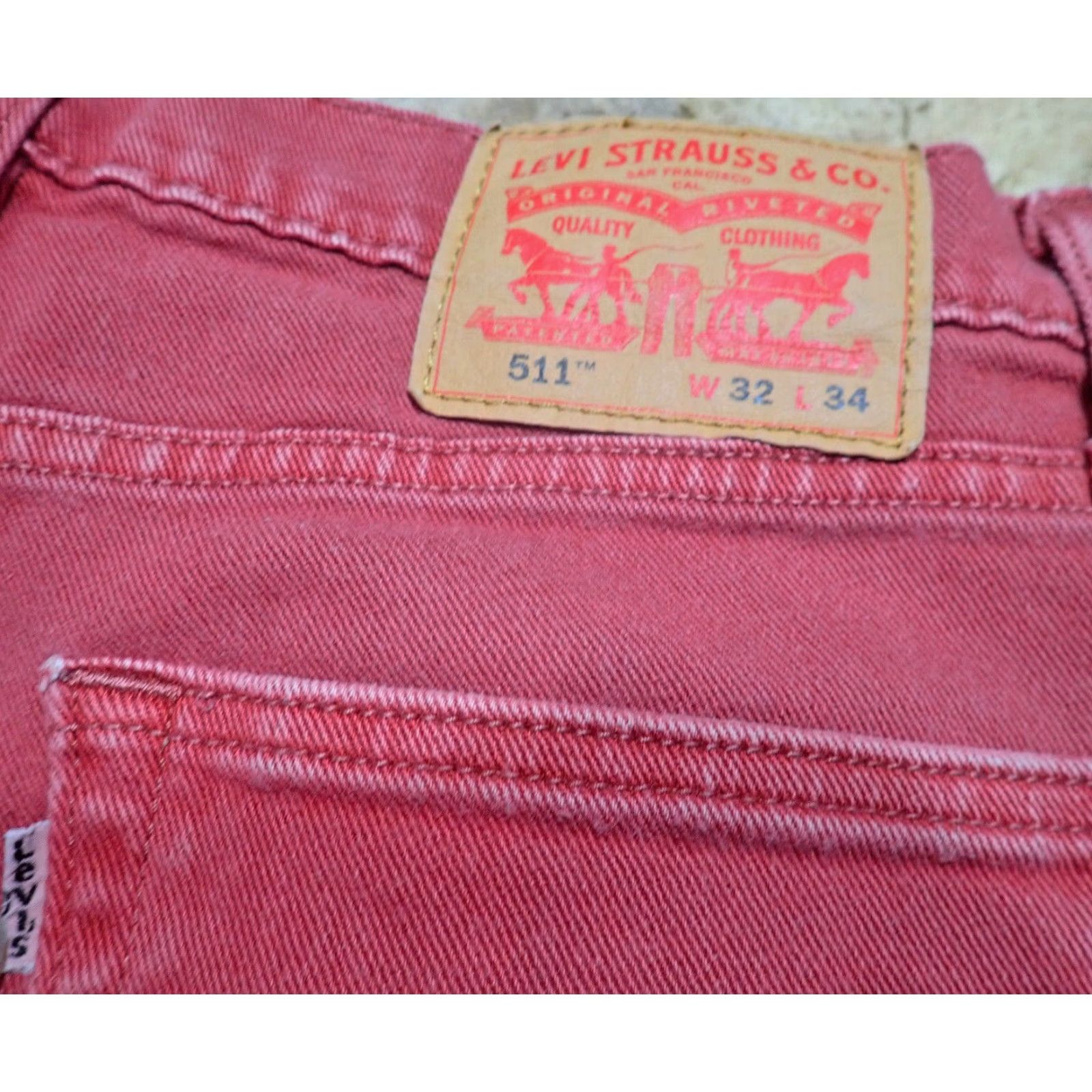 Levi's VINTAGE Levi's 511 Jeans Burgundy Wine Red Slim Fit Denim 32 x 34 5-Pocket Design Stretch Men Size US 32 / EU 48 - 4 Thumbnail