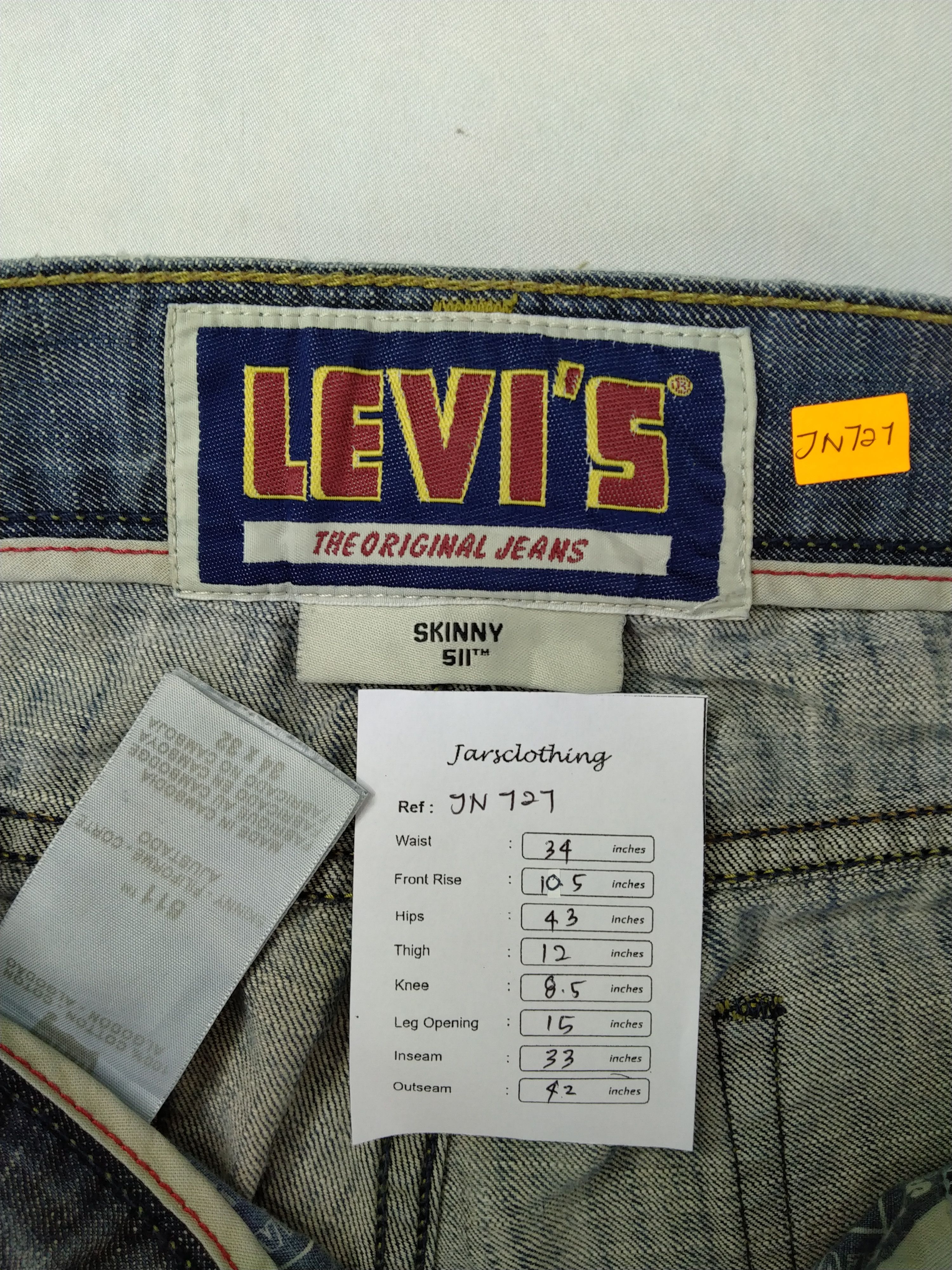 Levi's Vintage Levi's 511 Skinny Denim 34x33 -JN727 Size US 34 / EU 50 - 8 Thumbnail