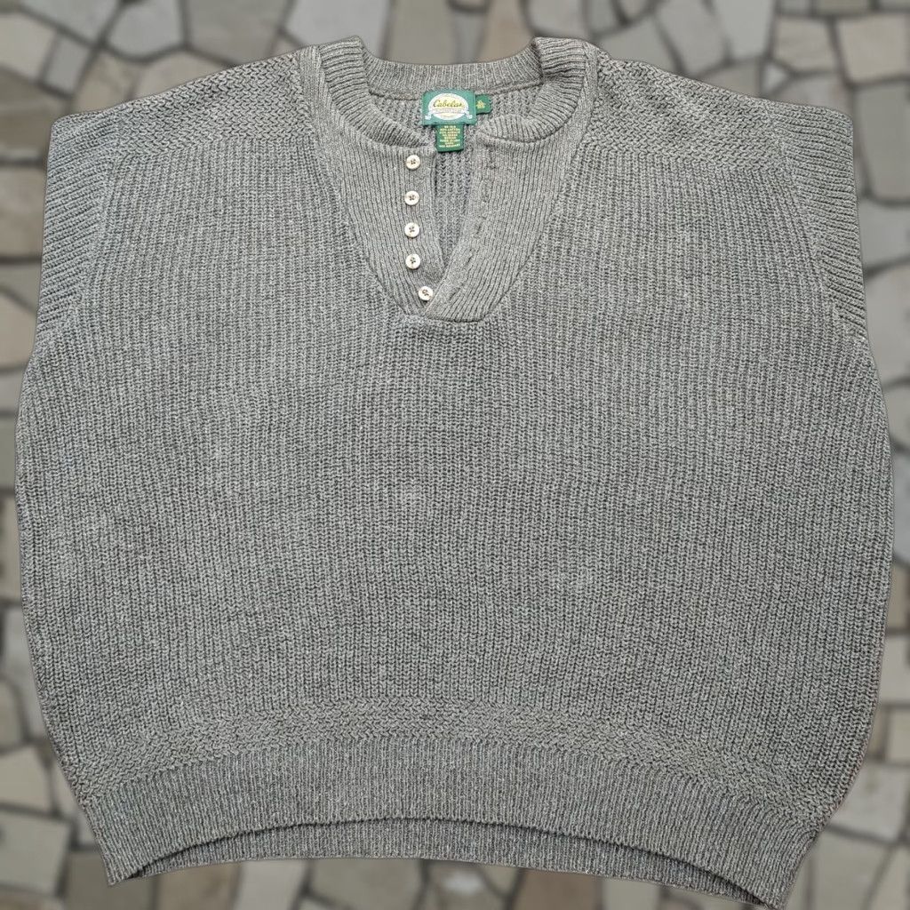 Vintage VINTAGE Cabela's Sweater Men XL Brown Henley Knit Heavyweight Casual, Hunting, USA Size US XL / EU 56 / 4 - 1 Thumbnail