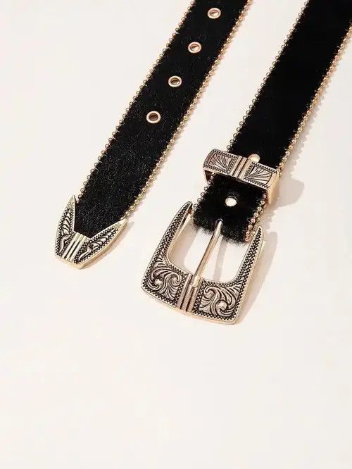 Leather × Vintage Boho Pattern Cowboy Cowgirl Belt Size ONE SIZE - 3 Thumbnail