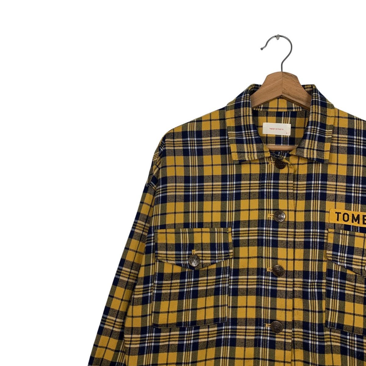 Japanese Brand REPIPI ARMARIO Yellow Check Crop Flannel Jacket #2600-C117 Size M / US 6-8 / IT 42-44 - 6 Thumbnail