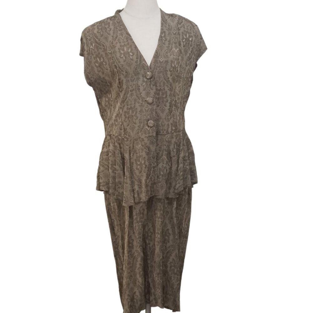 Designer CT527 Marshall Rousso Copper Floral Dress 14 Size XL / US 12-14 / IT 48-50 - 1 Thumbnail