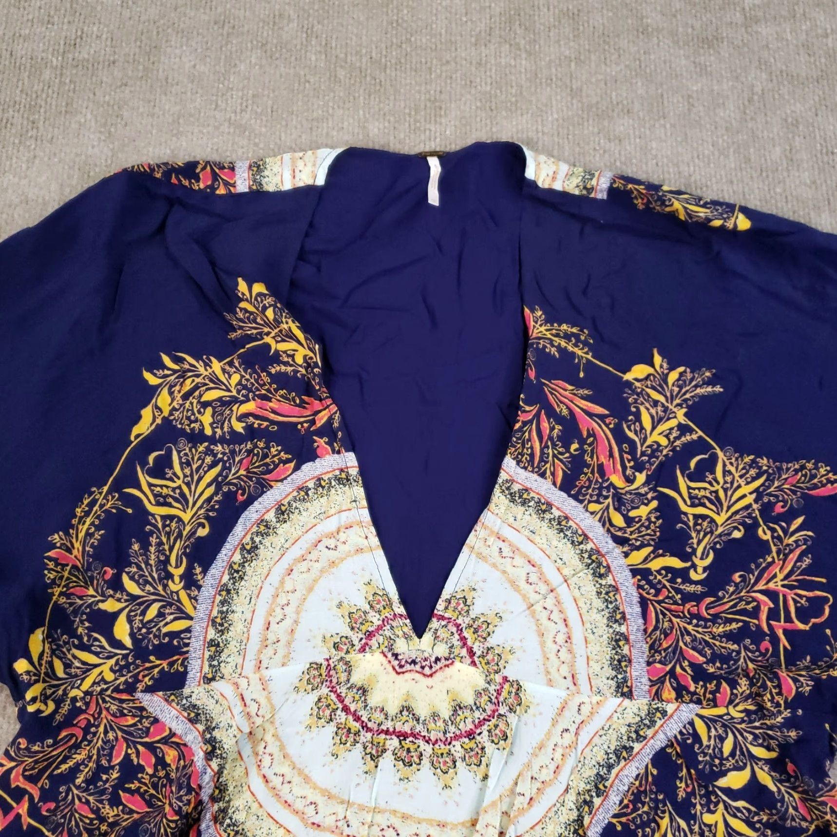 Free People Free People Tunic Blouse Womens XS Blue Floral Ruffle Bohemian 3/4 Sleeve Peasant Size XS / US 0-2 / IT 36-38 - 7 Thumbnail
