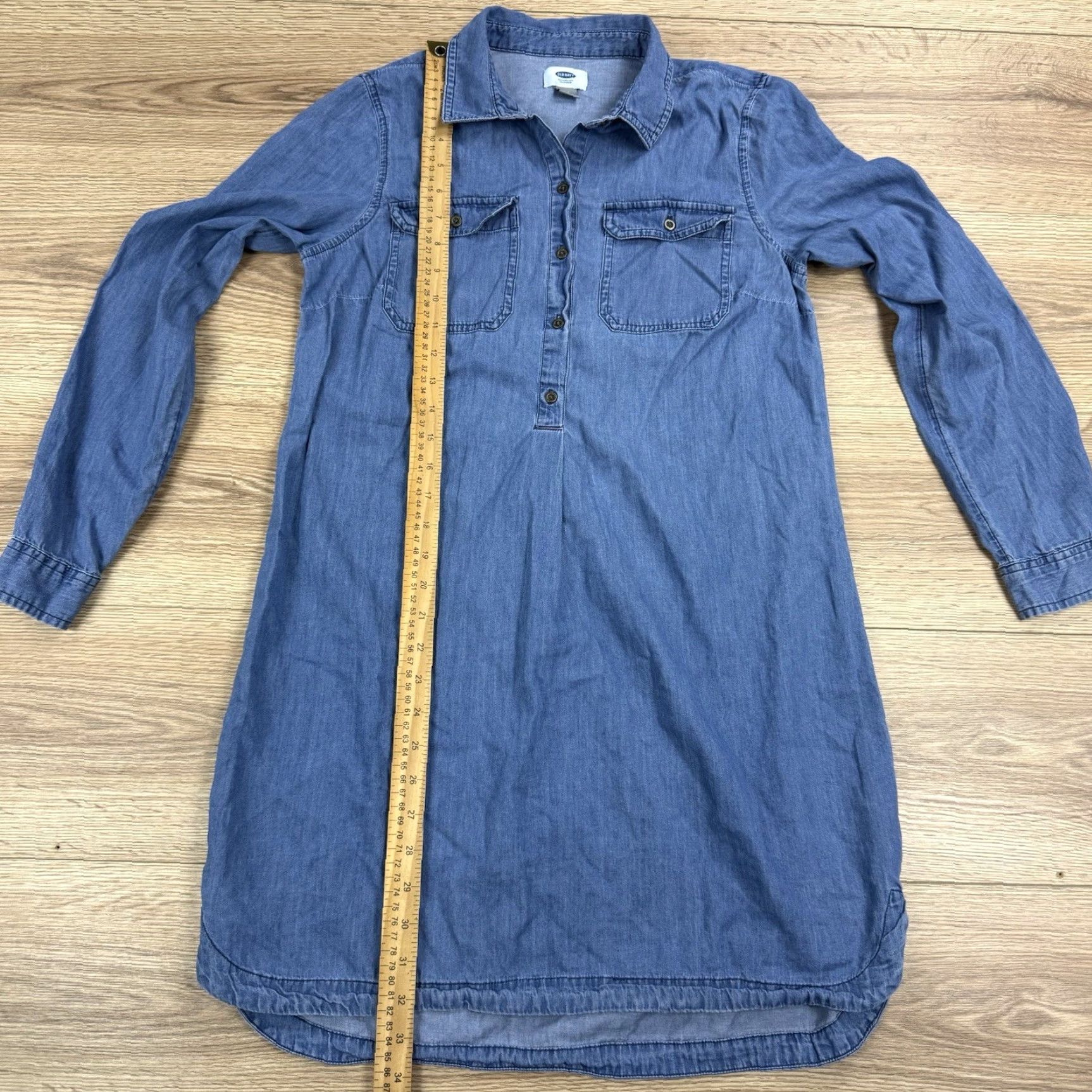 Old Navy Old Navy Dress Womens Size M Blue Long Sleeve Chambray Pullover Shirt Shift Chambray Size M / US 6-8 / IT 42-44 - 6 Thumbnail