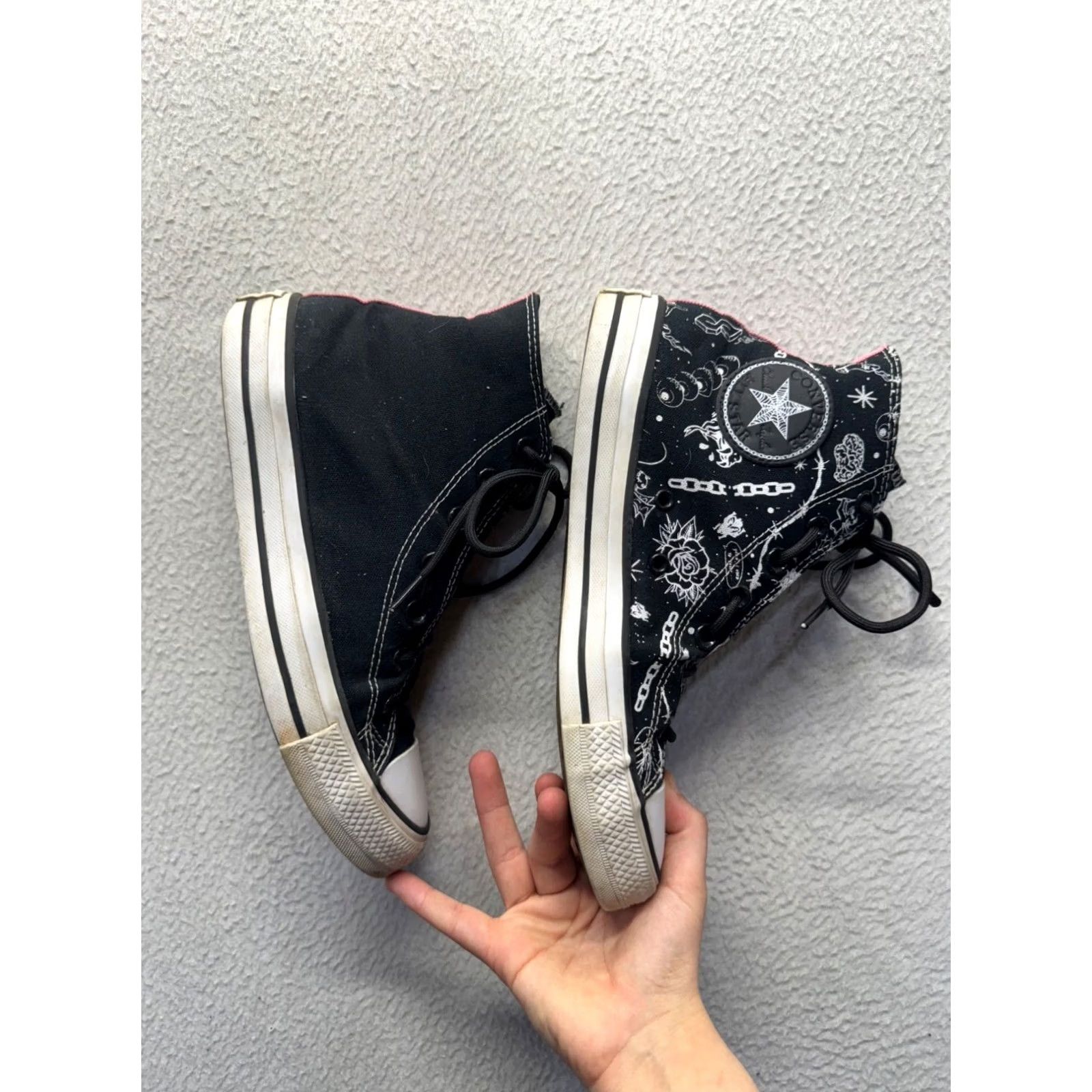 Converse Converse All Star High Top Sneaker Cosmic Print Black White Pink Accent Women's 11 Size US 8 / IT 38 - 5 Thumbnail