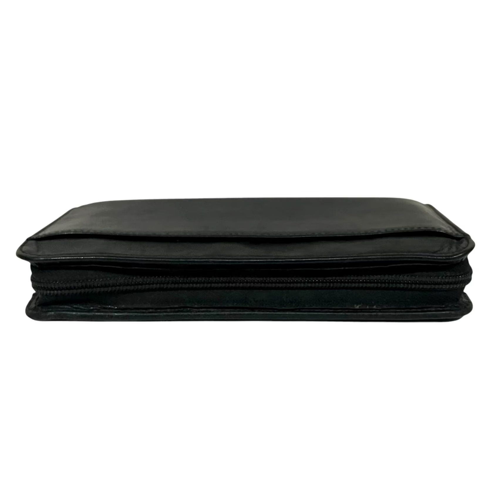 Revenge Levenger Black Full Grain Leather Wallet Zip Around Organizer Made in USA Wallet Unisex Mens Womens 7.5" x 4" x 1" Size ONE SIZE - 2 Thumbnail