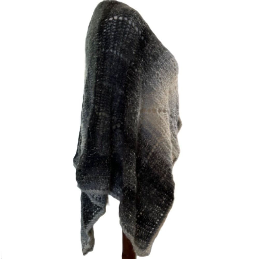 Handmade Crochet Wrap Open Front Ruana Shawl Style Gray Shades Soft A Size ONE SIZE - 4 Thumbnail