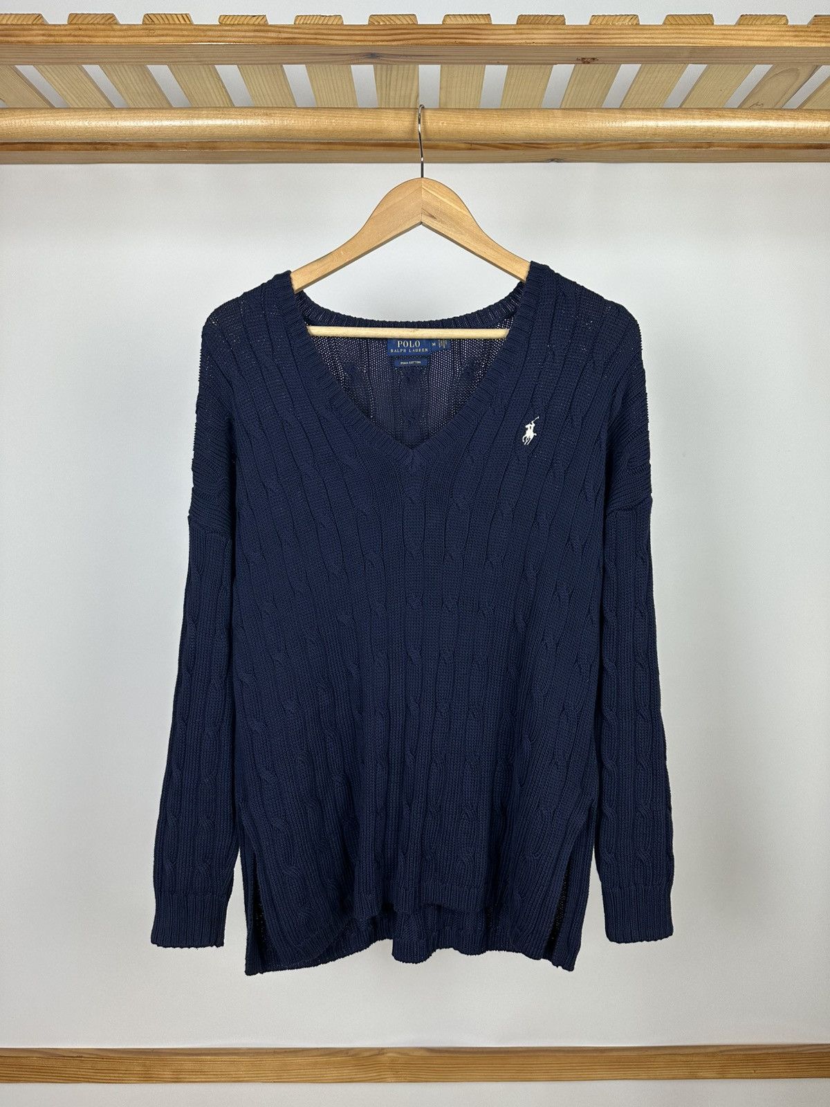 Polo Ralph Lauren Polo Ralph Lauren V-neck Cable Sweater Knits Oversized M Size M / US 6-8 / IT 42-44 - 1 Thumbnail