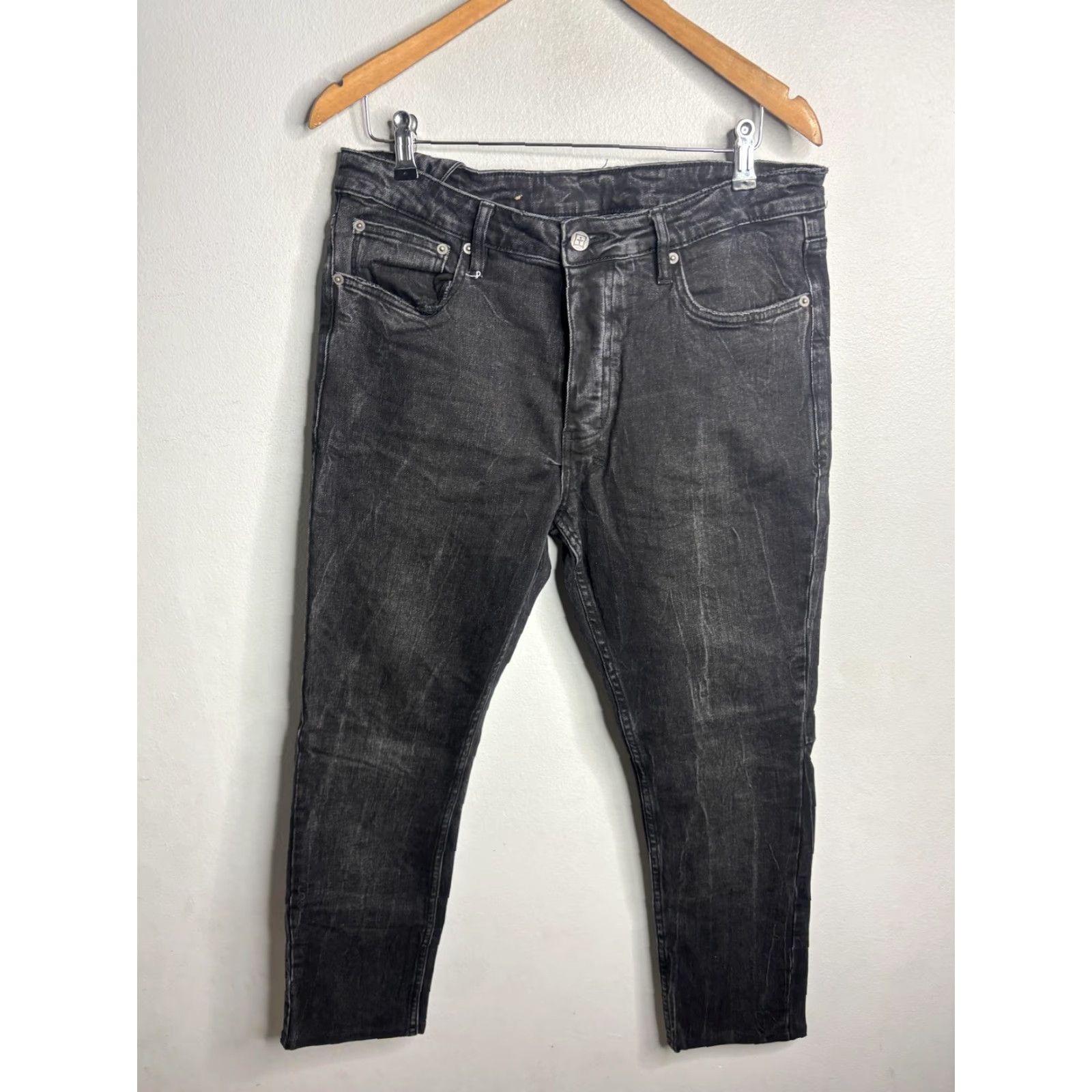 Ksubi Ksubi Jeans Mens 34x33 Black Skinny Stretch Denim Faded Wash Cross Embroidery Size US 34 / EU 50 - 4 Thumbnail