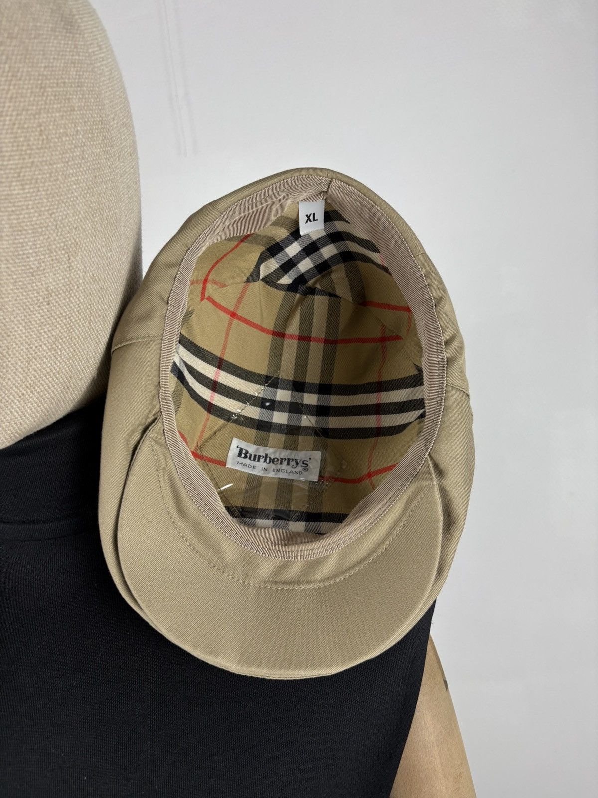 Burberry Rare 90's Burbeerry's Nova Check Lining Tan Plaid Flat Newsboy Cap Visor Driver Hat Size ONE SIZE - 3 Thumbnail