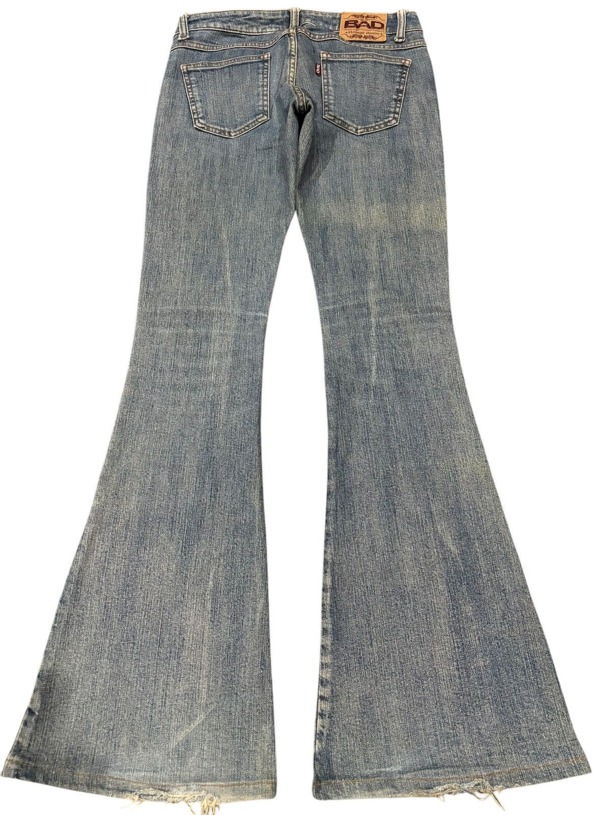 Japanese Brand Y2k BAD Flared Bootcut Faded Bondage Punk Stretch Jeans Size US 29 - 2 Thumbnail