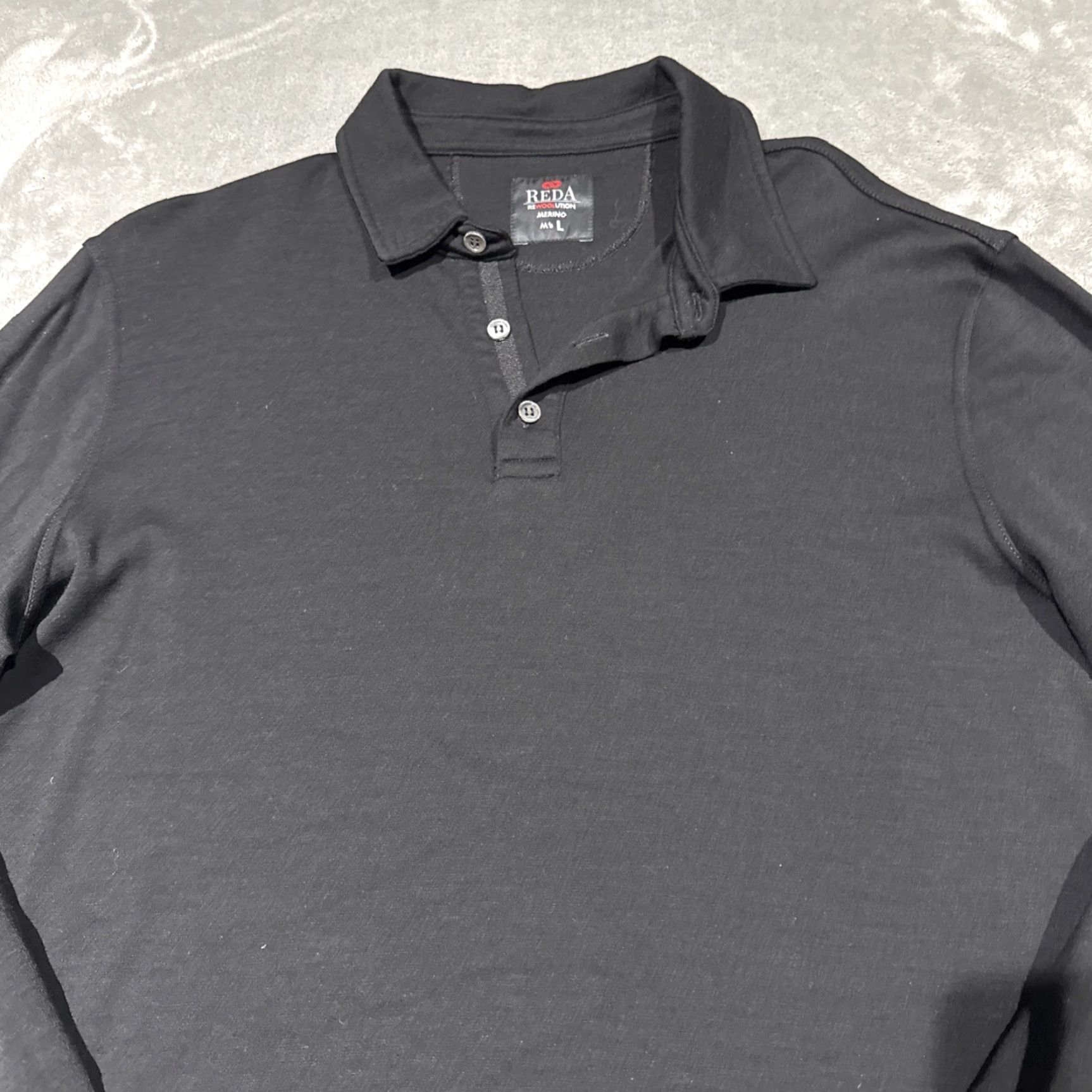 Vintage rewoolution Polo Shirt Men Large Black 100% Merino Wool Long Sleeve Rugby Moisture Wicking Size US L / EU 52-54 / 3 - 2 Thumbnail
