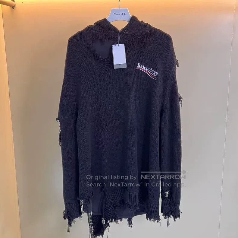 Balenciaga Balenciaga Faux Two-Piece Cola Printed Logo Long Sleeve Ho Size US M / EU 48-50 / 2 - 1 Thumbnail