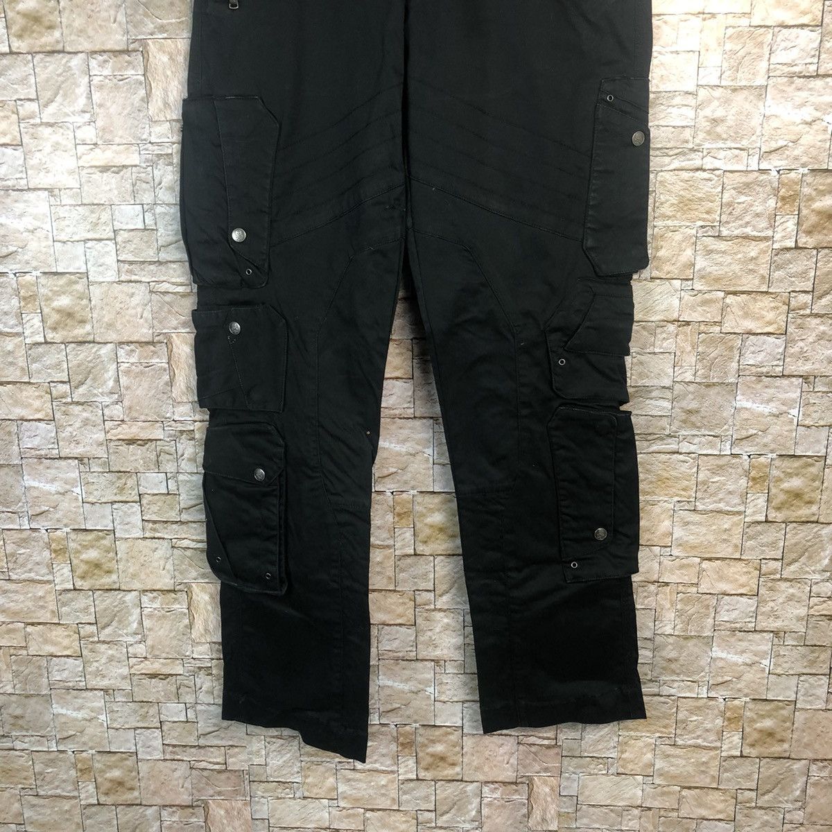 HYDROGEN DL Hydrogen H2J Black Cargo Multipocket Pants #A78 Size US 34 / EU 50 - 3 Thumbnail