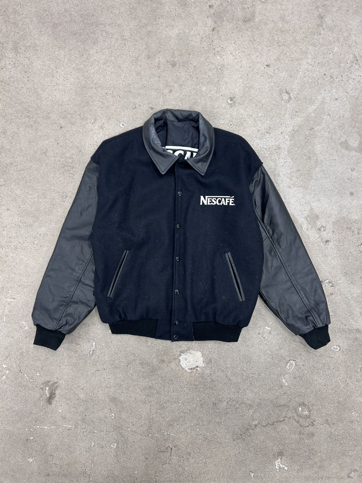 Vintage Vintage nestle nescafe wool lesther varsity bomber Size US L / EU 52-54 / 3 - 1 Thumbnail