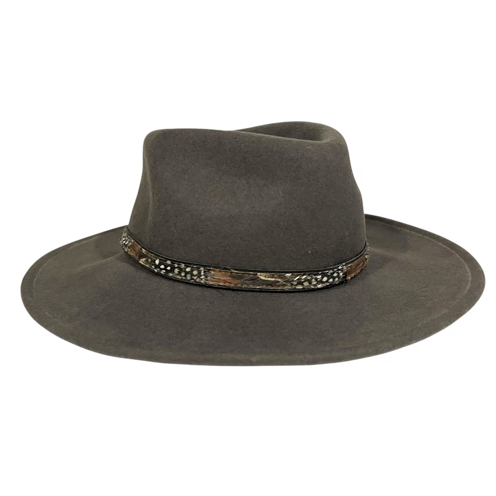 CO VINTAGE Golden Gate Hat Co Panther Gray Wool Fedora Pheasant Feather Band Men’s Small Fedora Hat Cowboys Western Mens Small Gray Wool Fedora Hat Size US 29 - 7 Thumbnail