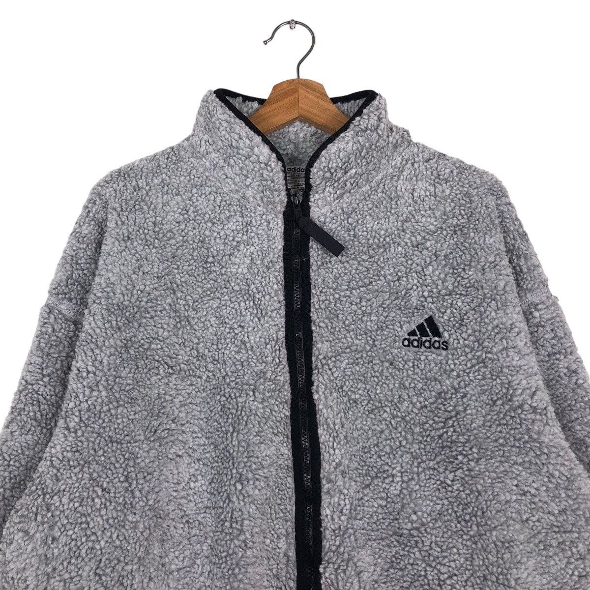 Adidas 🔥Vintage Dip Pile Fleece Zipper Jacket Adidas Size US L / EU 52-54 / 3 - 3 Thumbnail