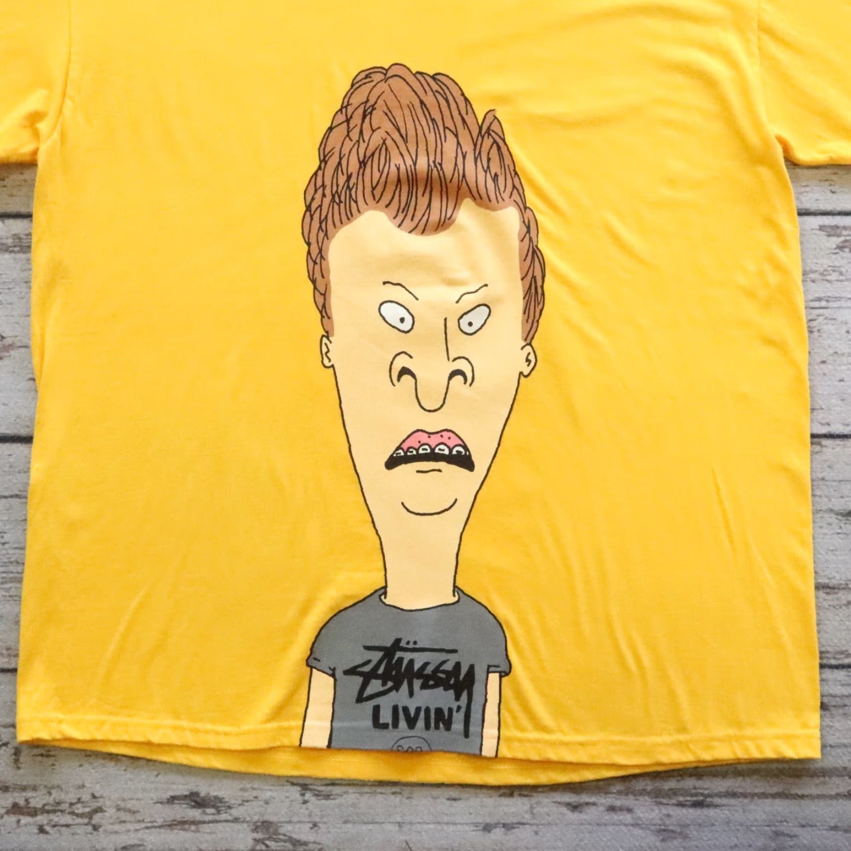 Vintage VINTAGE Stussy Beavis and Butt-Head Tee Shirt XL Yellow Mens SS T-Shirt Size US XL / EU 56 / 4 - 3 Thumbnail